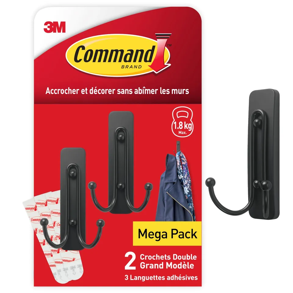Command Crochets métal noir mat grand modèle 2 pièces 1,8 kg