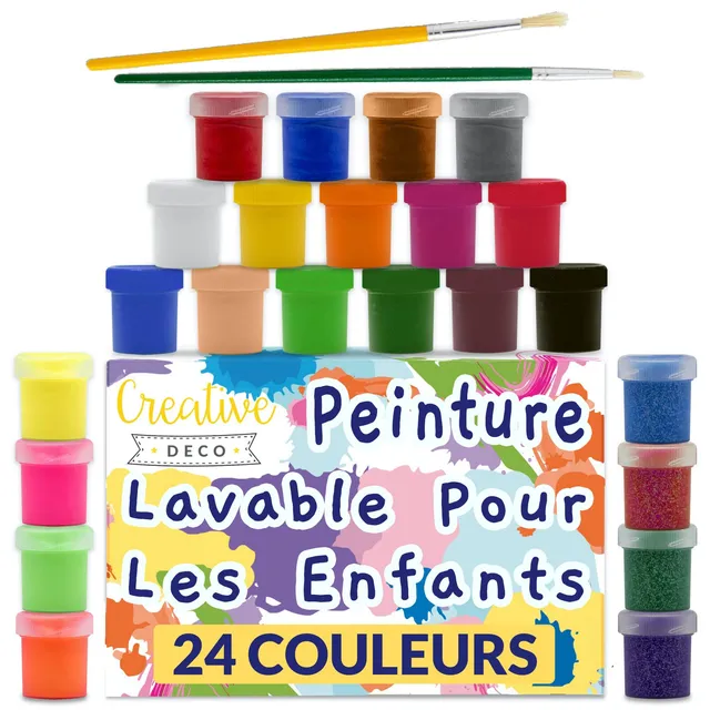 Creative Deco Peinture Enfant Lavable 24x20ml Doigt