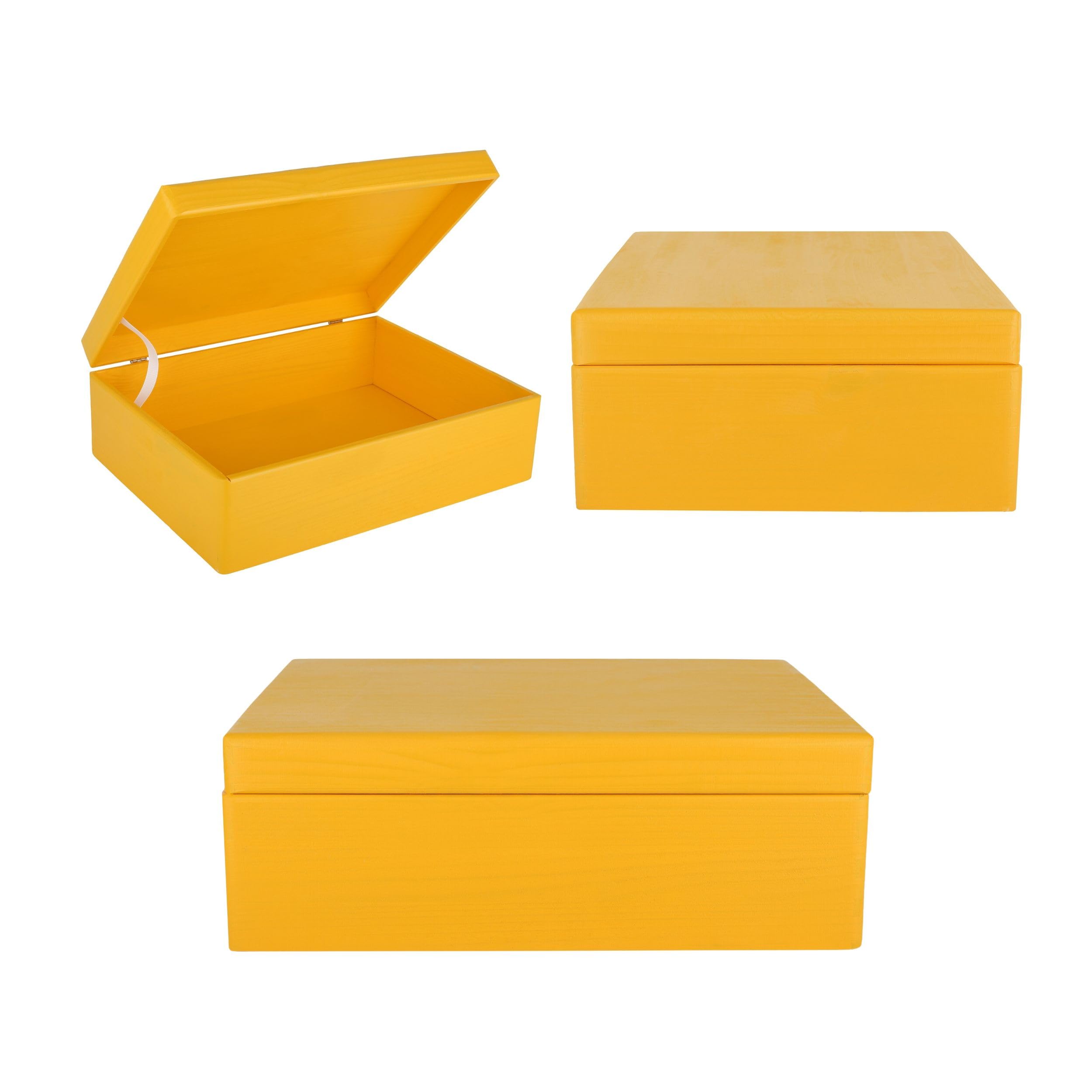 Creative Deco boîte bois brut 40x30x14 cm avec couvercle