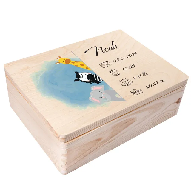 Creative Deco Boîte Souvenirs Bébé Bois Personnalisée 40x30