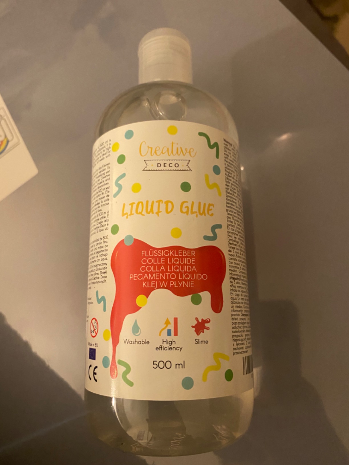Creative Deco Colle Liquide Slime Transparente 250 ml Verre Tissu