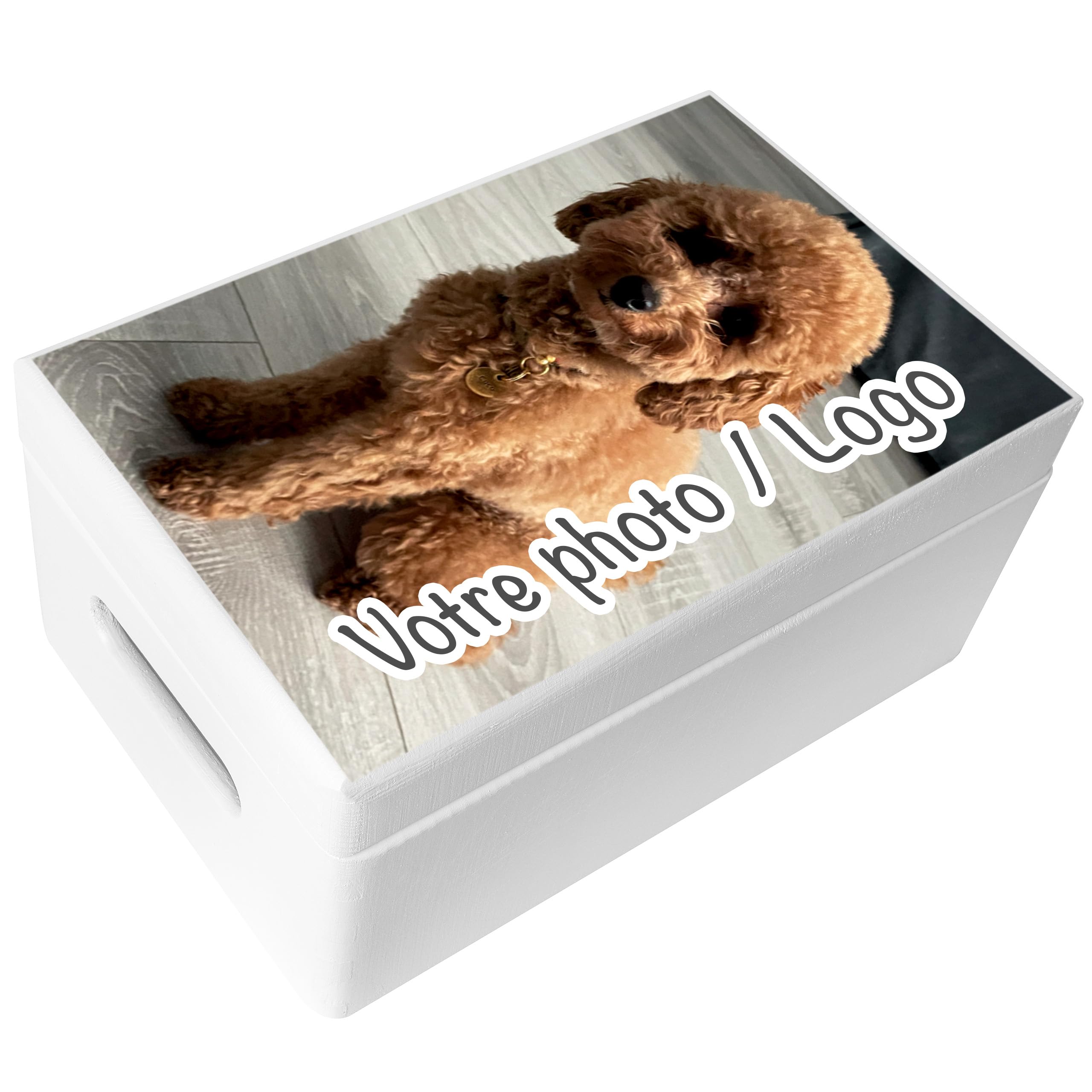 Creative Deco Photo Logo boîte bois personnalisée 40x30 cm