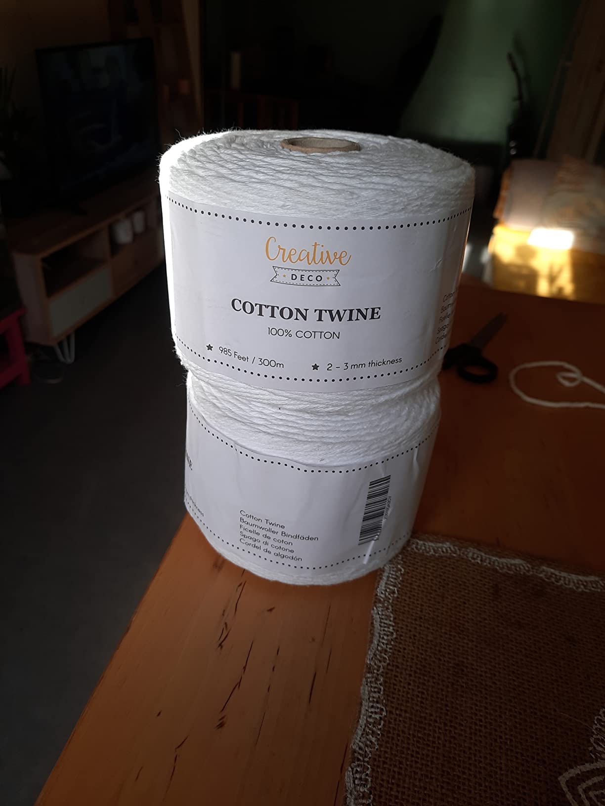 Creative Deco Corde coton blanc 3 mm bobine 300 m
