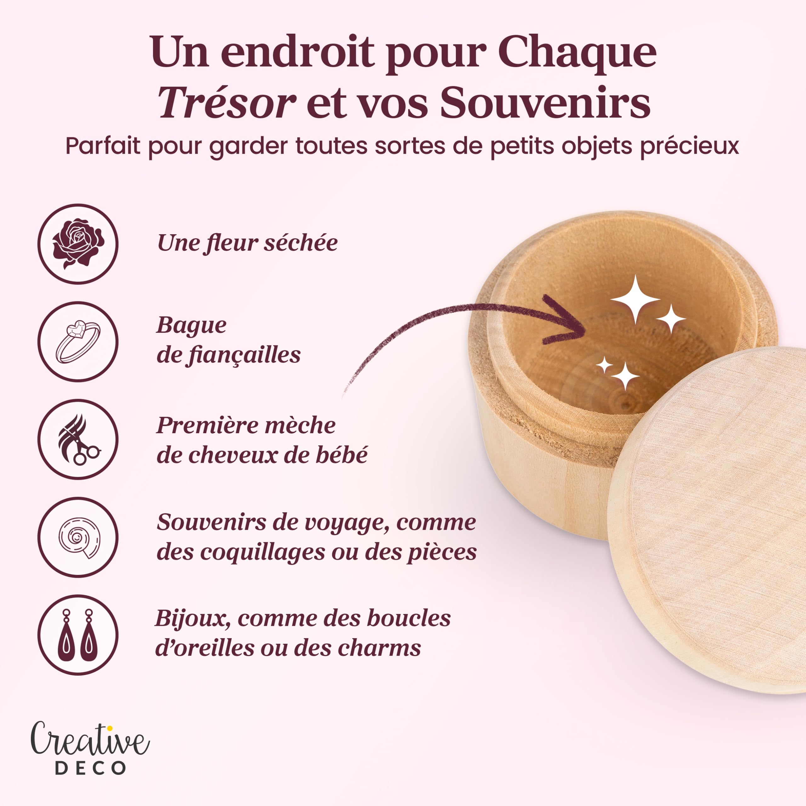 Creative Deco Boîte Bois Texte Personnalisé 5,5 cm