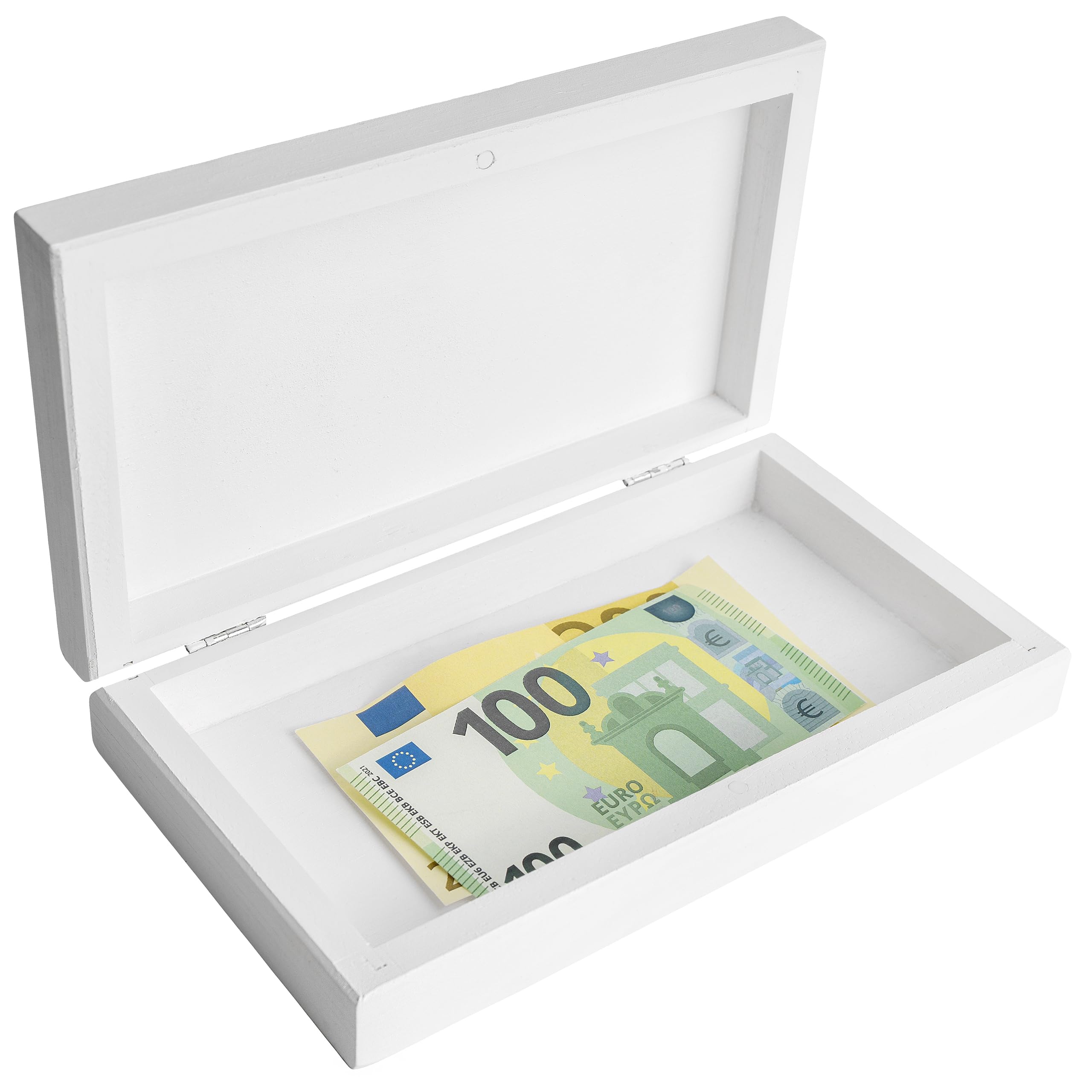 Creative Deco Boîte bois blanc couvercle 18x10x3,5 cm
