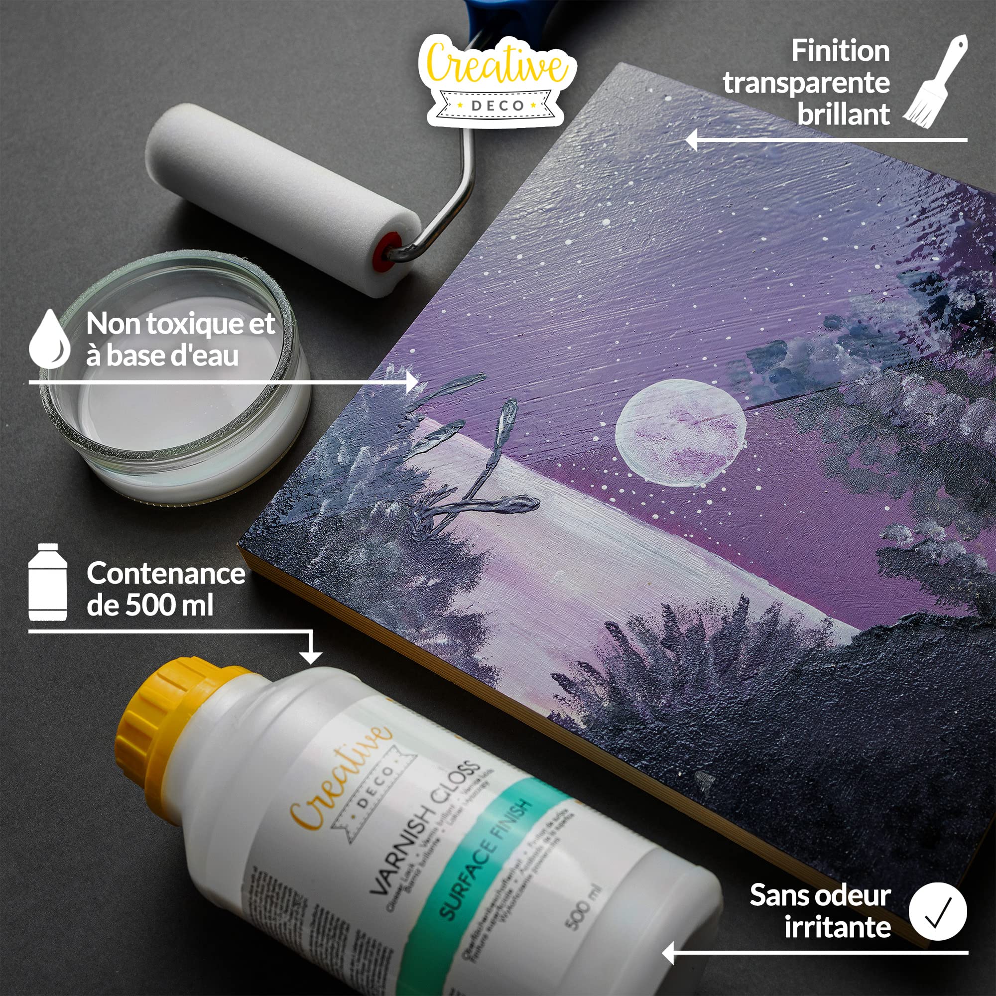Creative Deco Vernis acrylique brillant 500 ml transparent