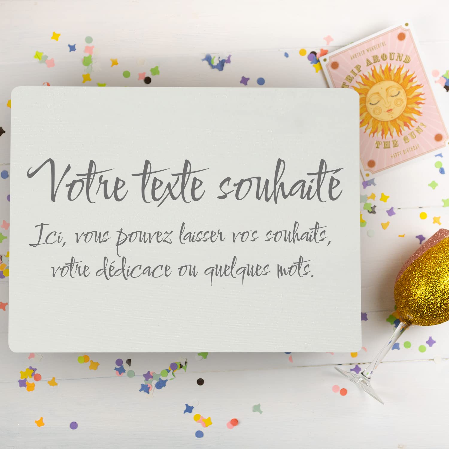 Creative Deco Boîte Bois 40x30x14 Texte Personnalisé Blanc