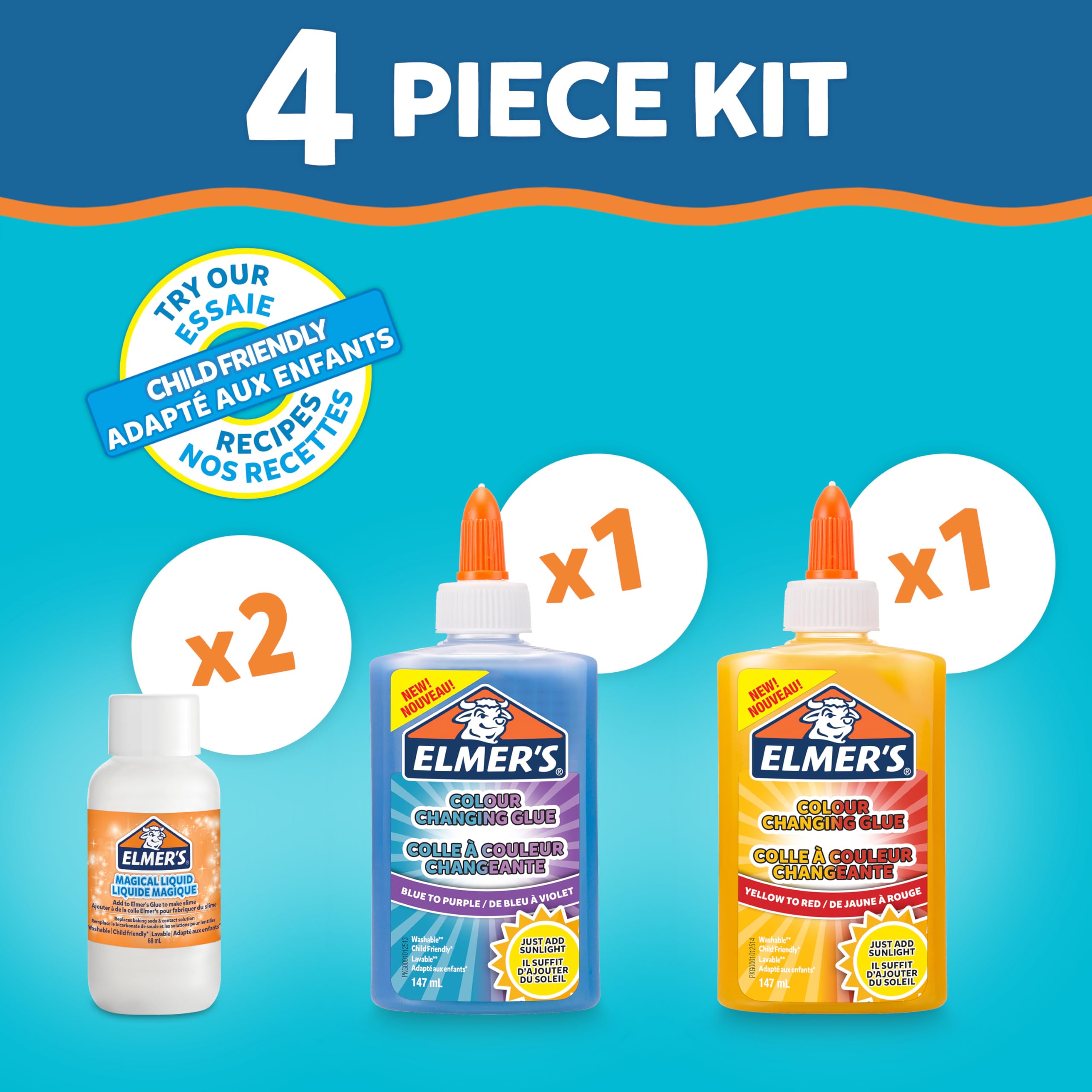 Elmer's Slime Kit Couleur Changeante 4 pces soleil UV