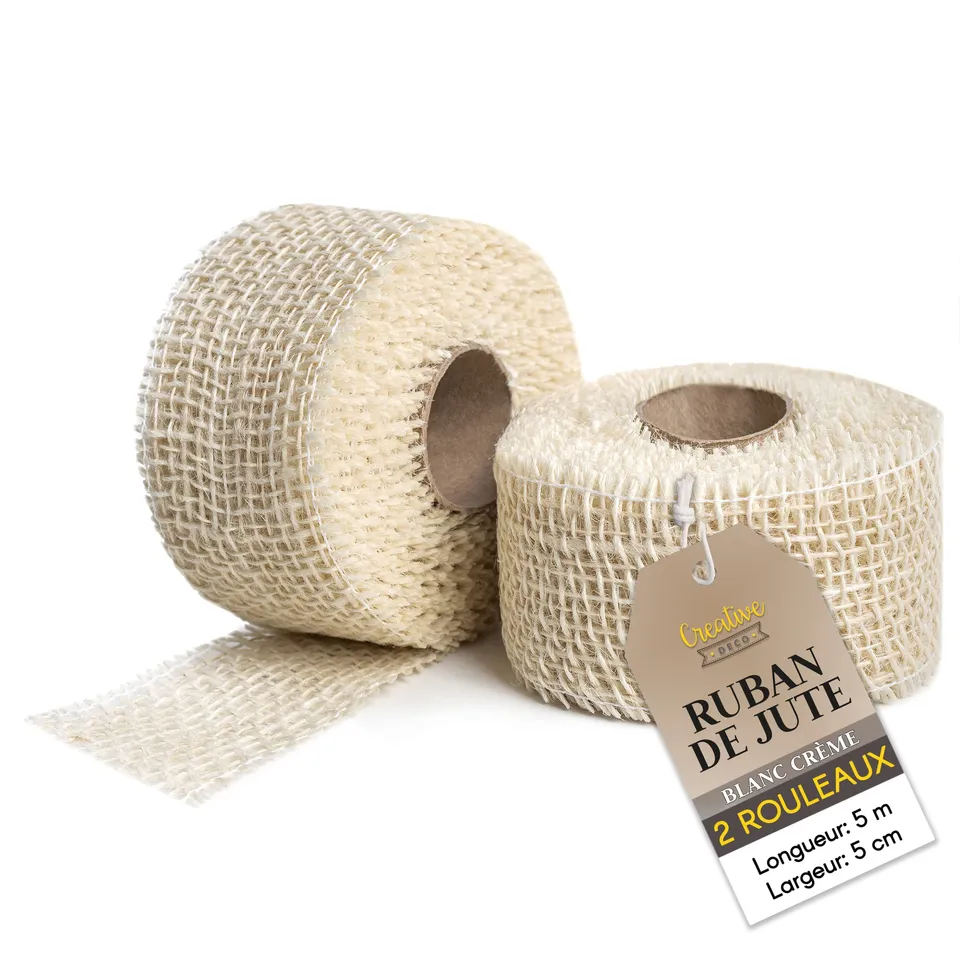 Creative Deco Strings ruban jute 5cm x 5m lot de 2