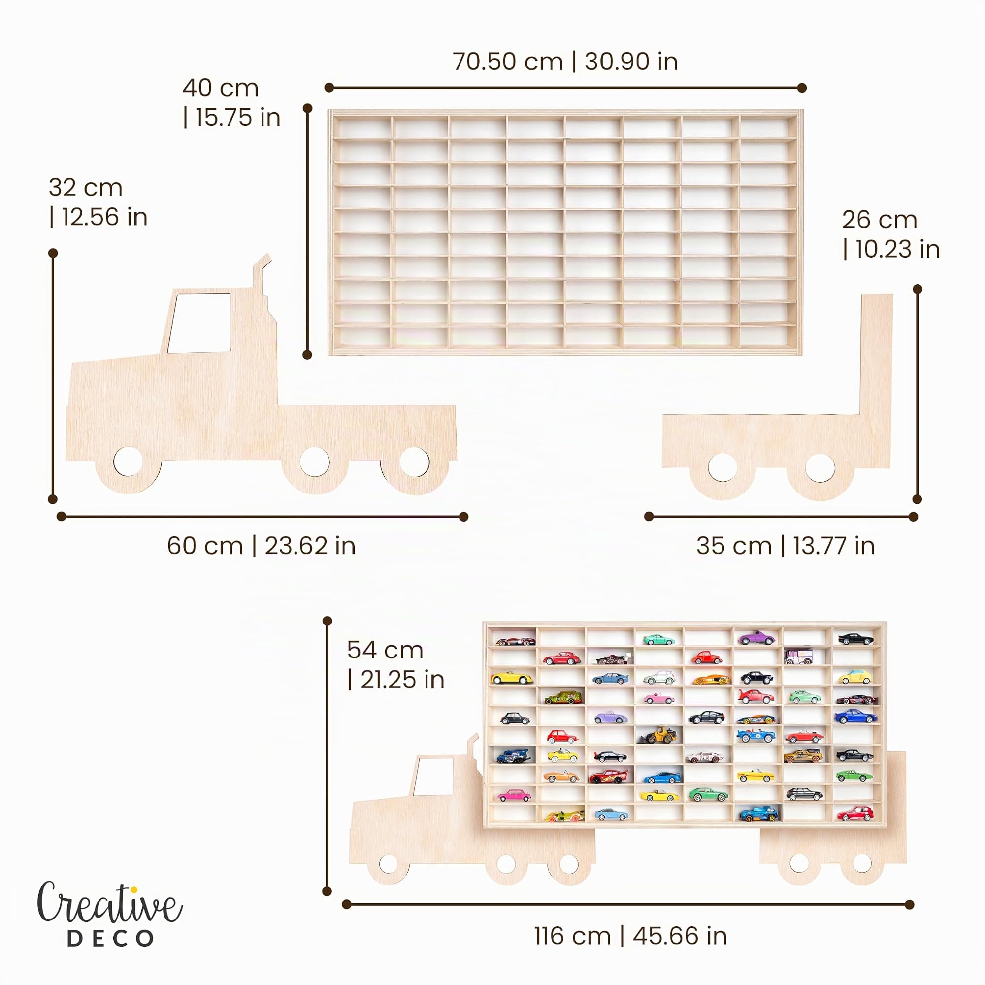 Creative Deco étagère camion bois 80 cases 116x54x5 cm