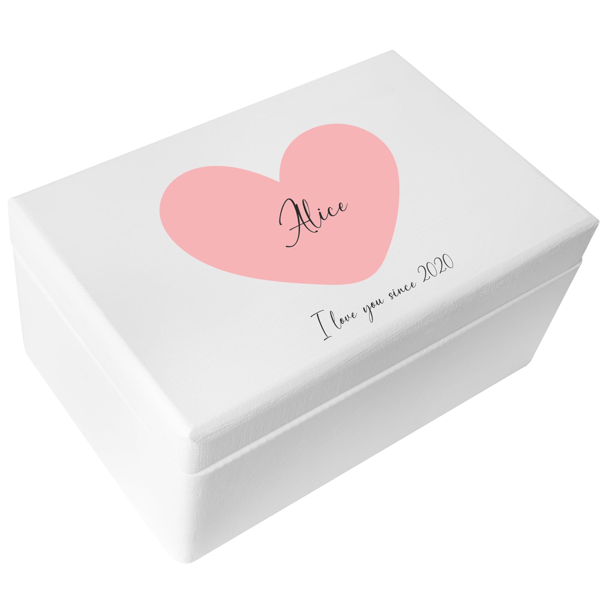 Creative Deco Boîte Bois Texte Personnalisé 30x20x14 cm blanc