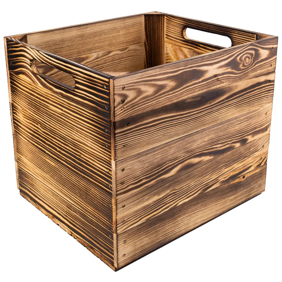 Creative Deco Wood Caisse bois flammé Kallax 33x37x33 cm