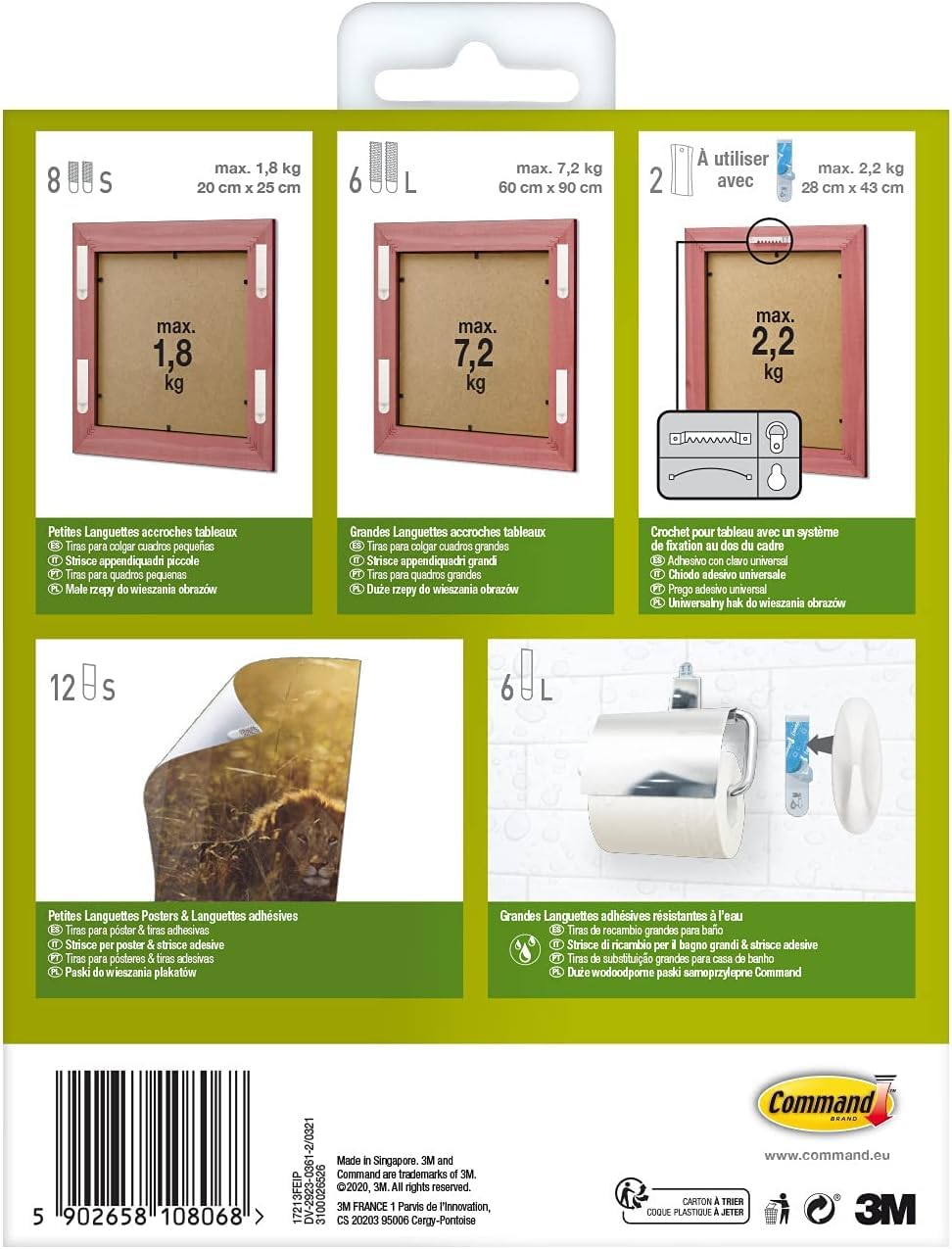 Command Languettes Accroches Tableaux assortiment sans percer