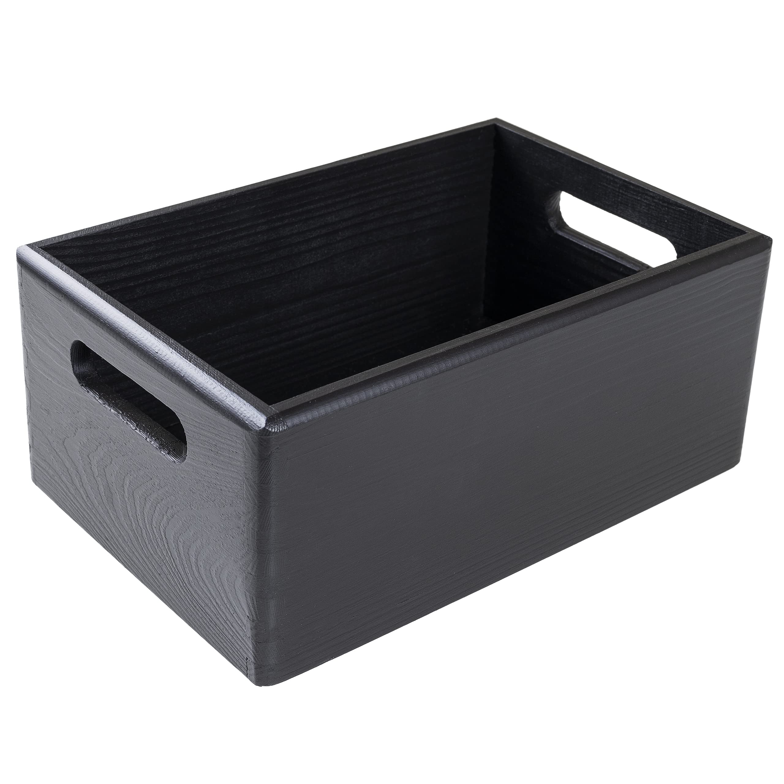 Creative Deco Caisse Bois Noir 30x20x13 cm Poignées