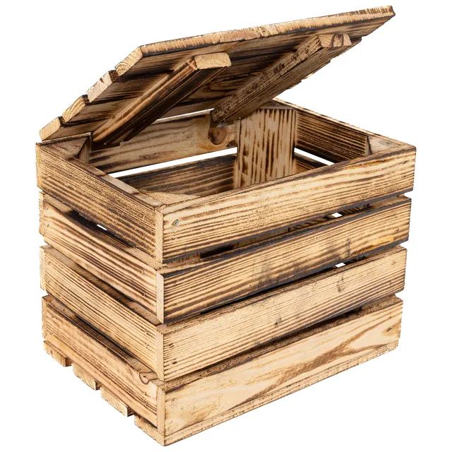 Creative Deco Boîte bois flammé 27,5x20x21,5 cm naturel pin