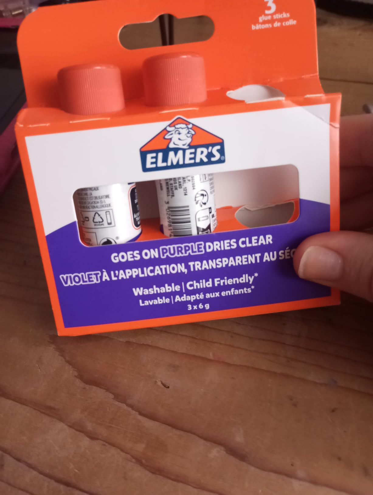 Elmer's Bâton colle violette 22 g lot 10 école lavable enfant