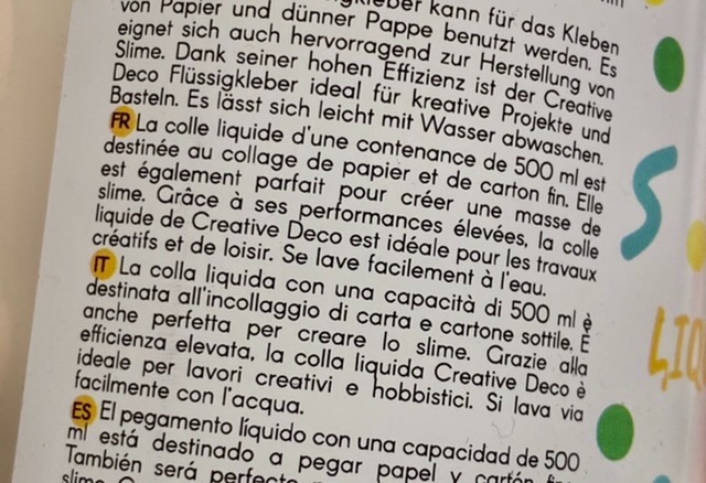 Creative Deco Colle Liquide Slime Transparente 250 ml Verre Tissu