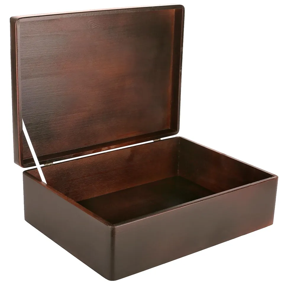 Creative Deco Boîte 40x30x14 cm Boîte Bois Brut Couvercle