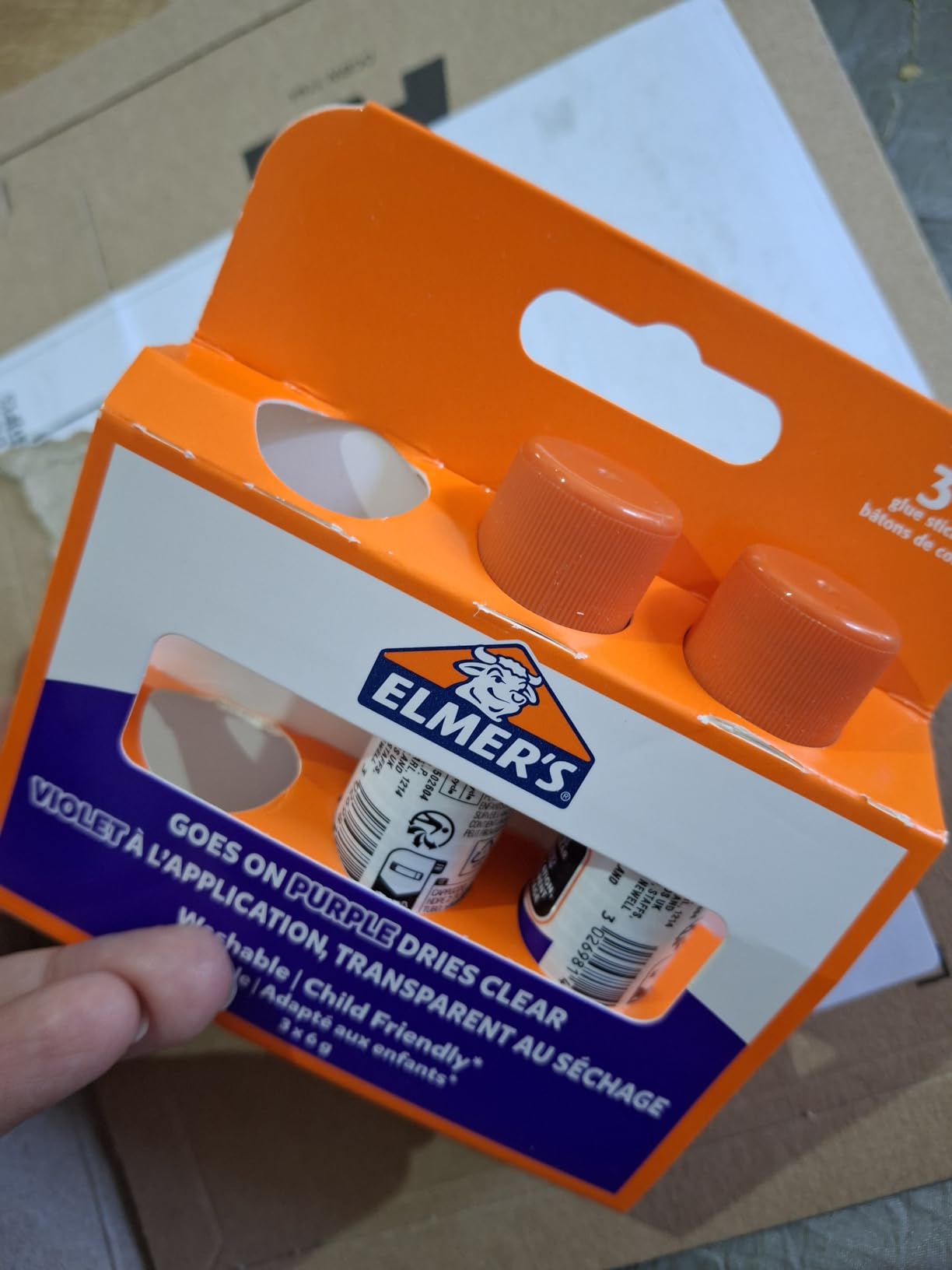 Elmer's Bâton colle violette 22 g lot 10 école lavable enfant