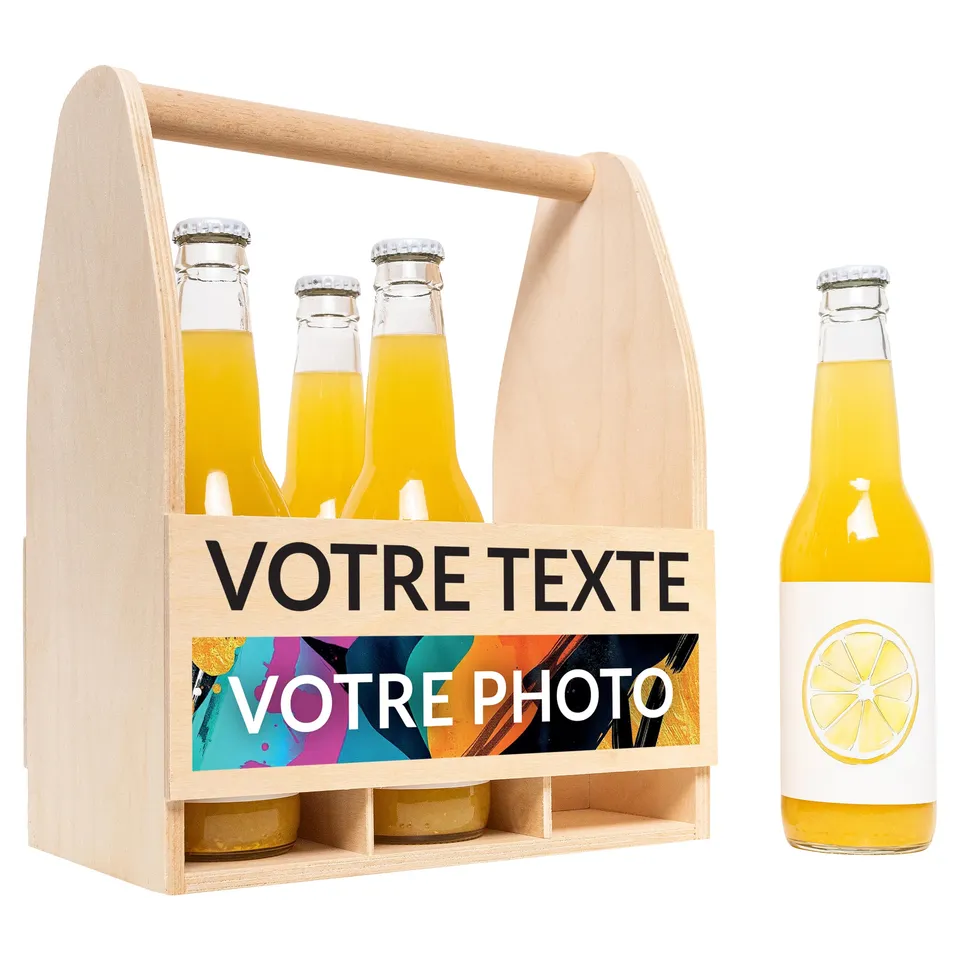 Creative Deco Coffret bière bois 6 bouteilles photo 24x16x30 cm