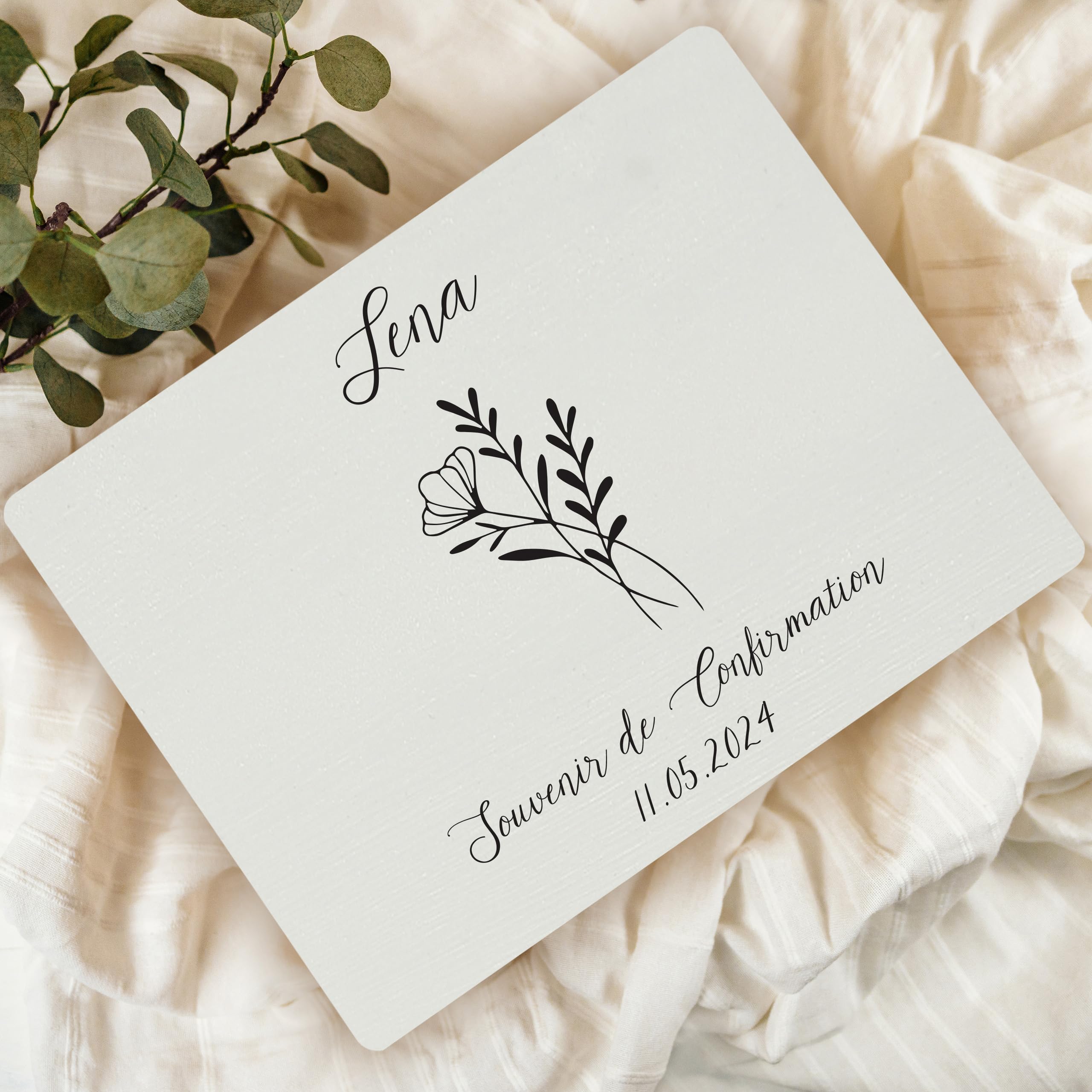 Creative Deco Boîte Souvenir Bois communion blanche 40x30x14