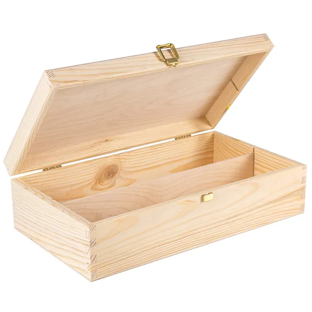 Creative Deco caisse à vin bois 2 bouteilles 35x21x11cm brut