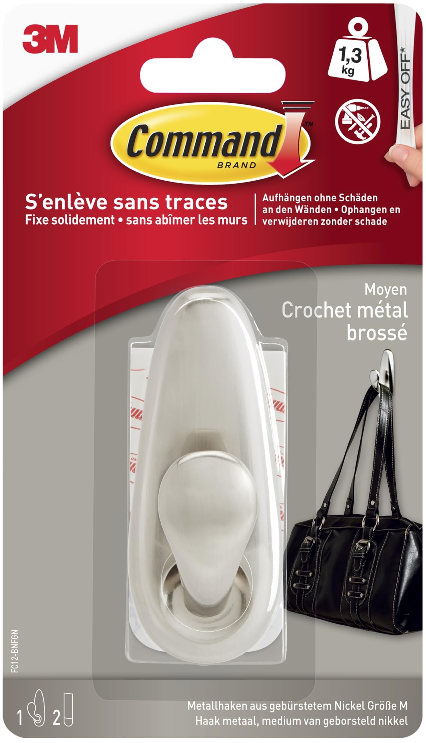 Command Crochets Grand crochet nickel brossé Large 2,2kg