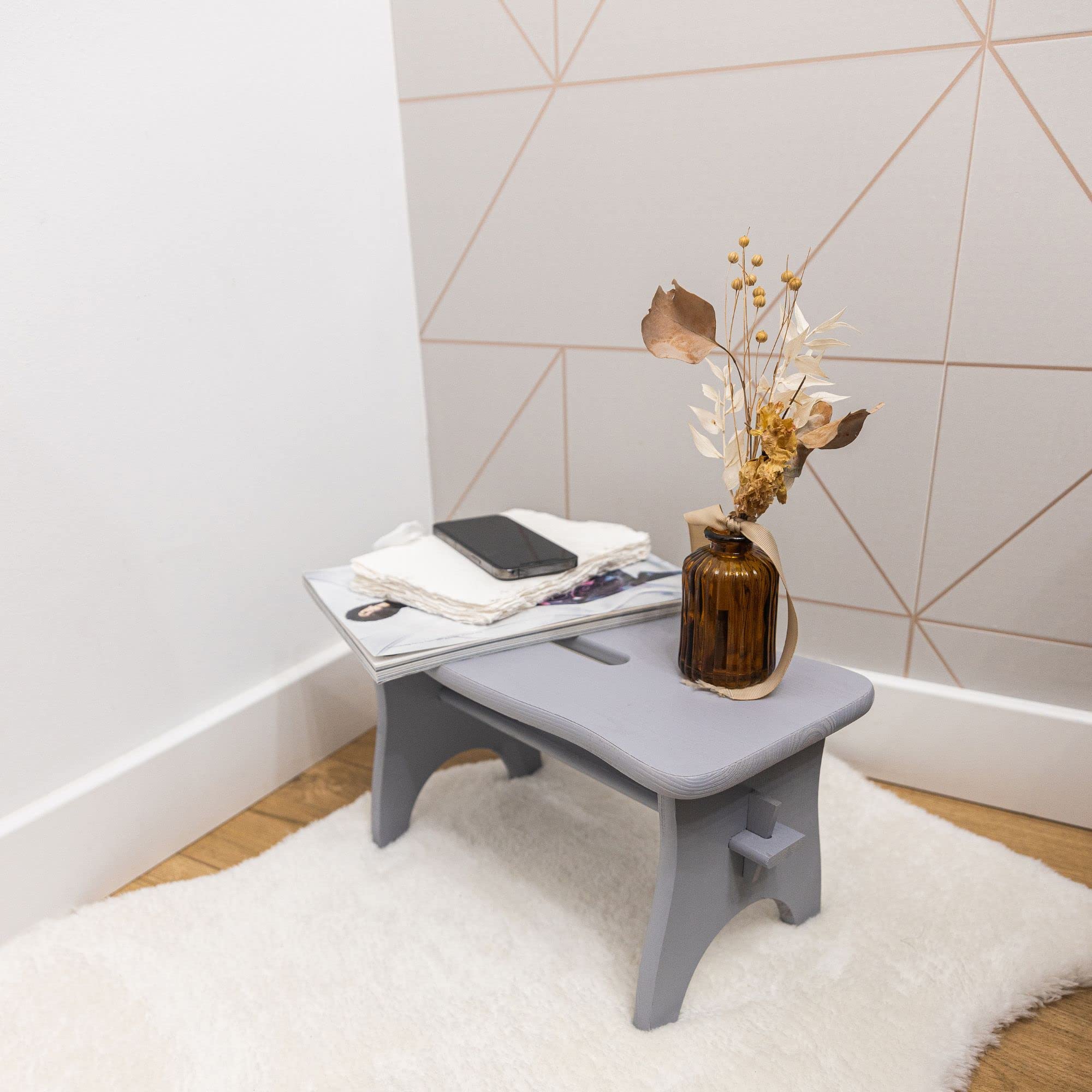 Creative Deco marche repose-pied bois gris 38x19x21 cm