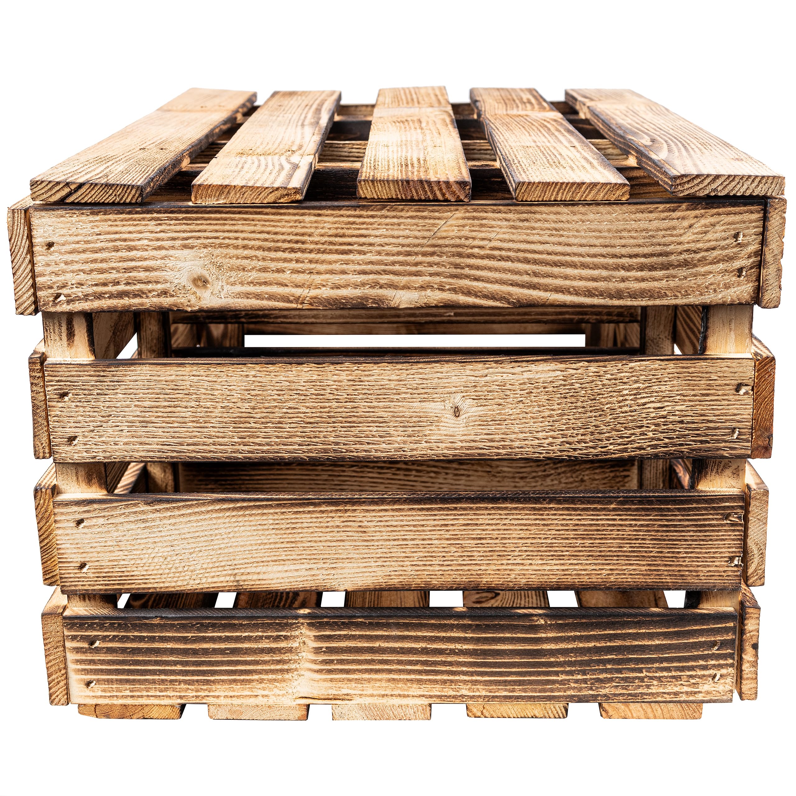Creative Deco Coffre Bois Flammé 50x40x30 cm avec Étagère