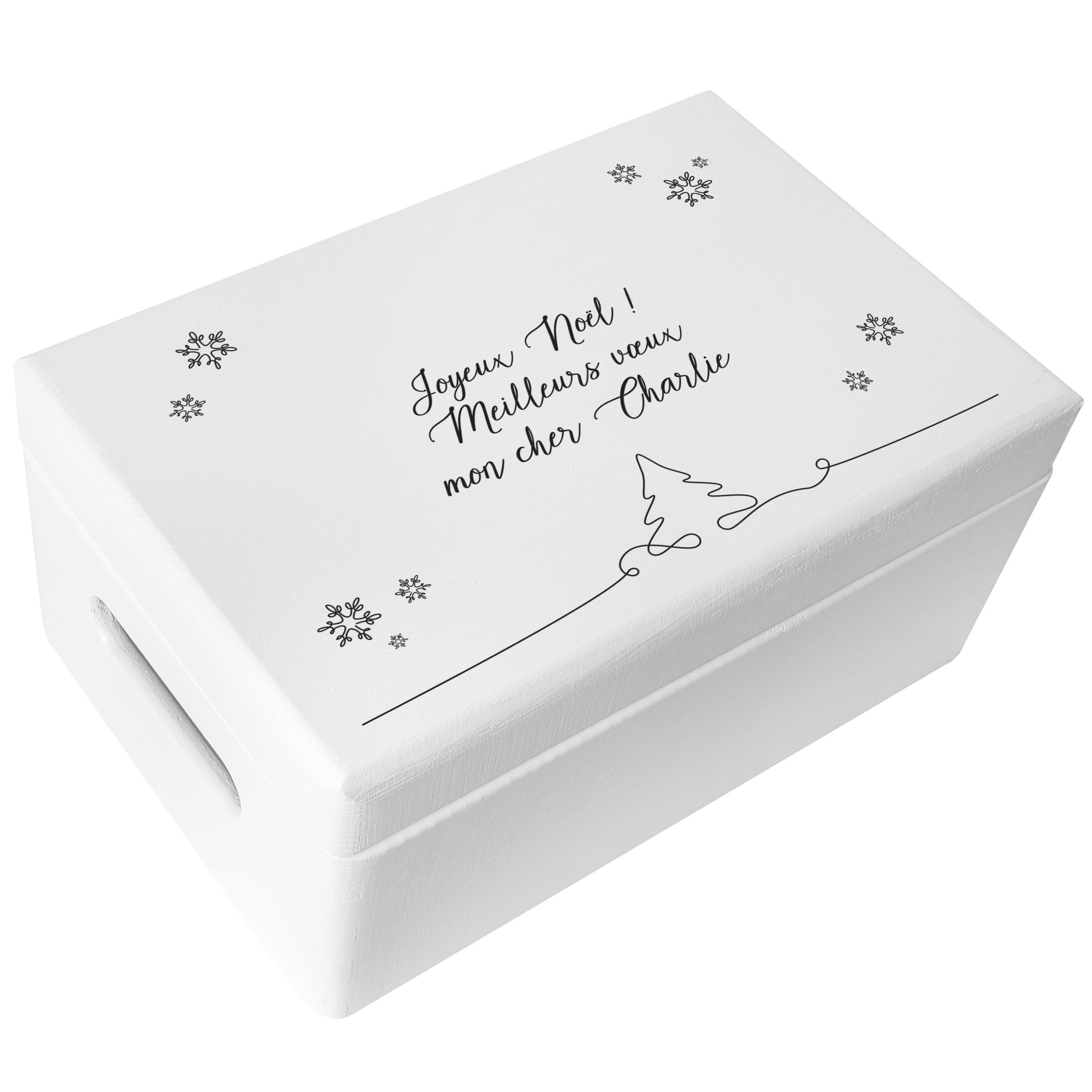 Creative Deco Boîte Noël bois cerf couronne 40x30x14 cm