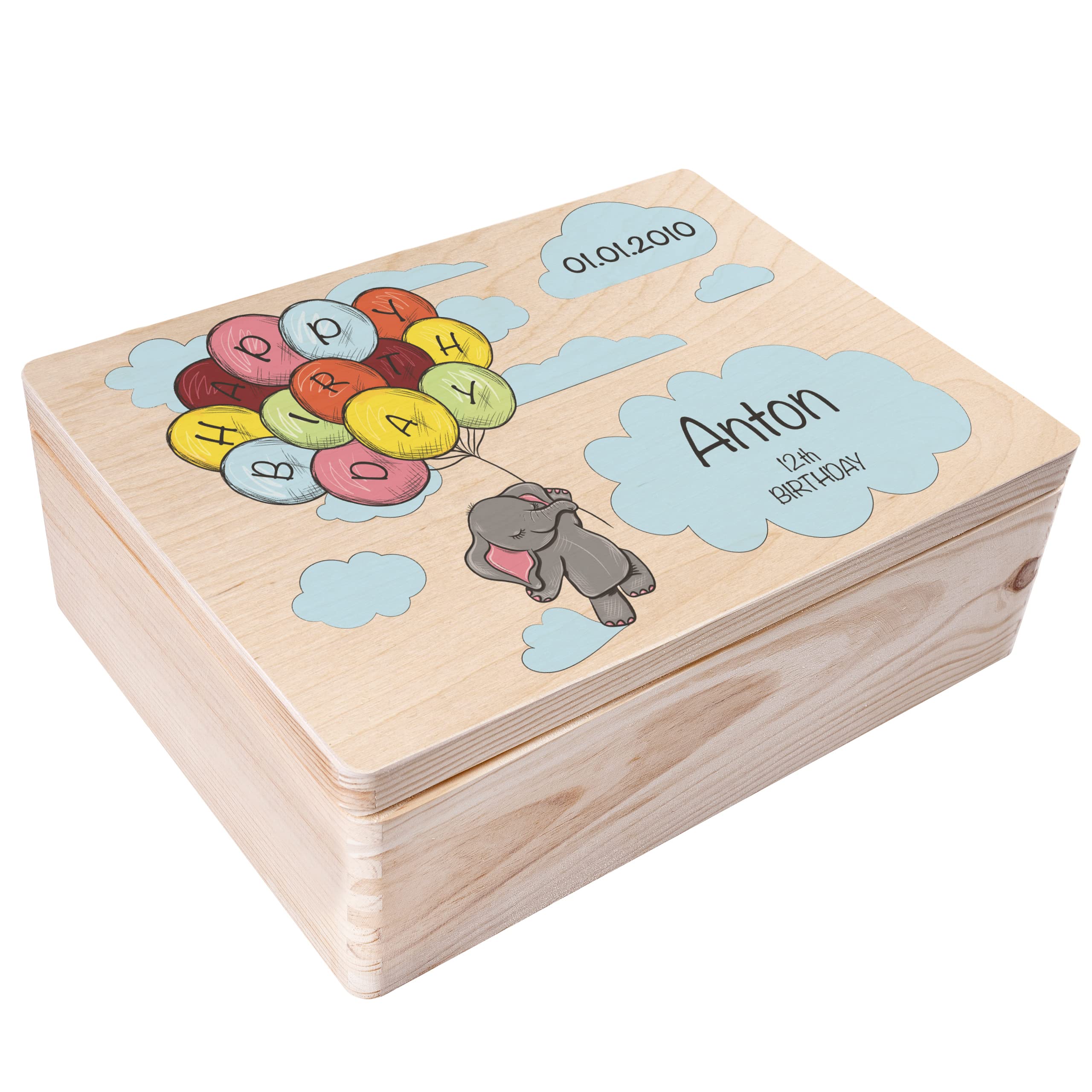 Creative Deco Boîte Bois Anniversaire Bouteille 30x20 cm Gravée