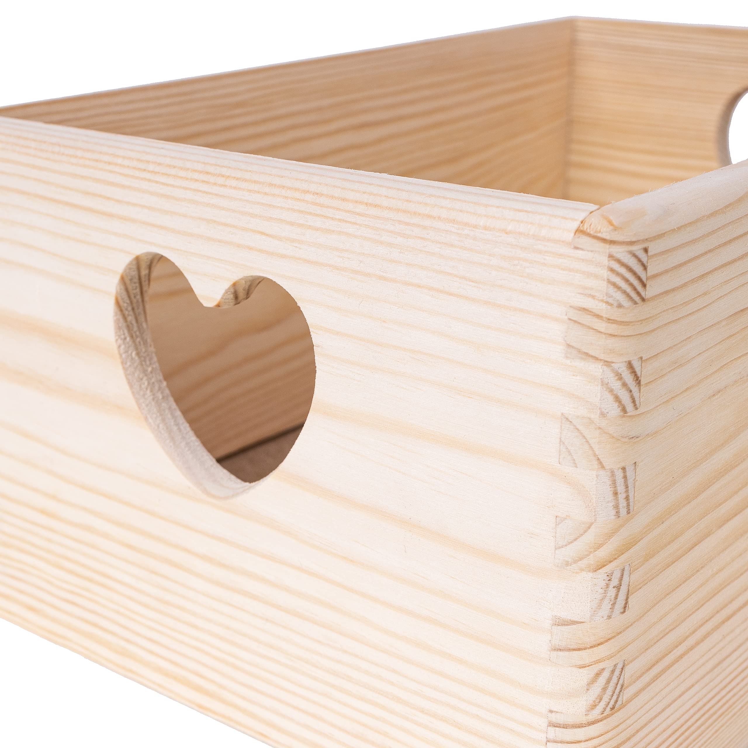 Creative Deco Wood Caisse bois 30x20x14 cm poignées cœur