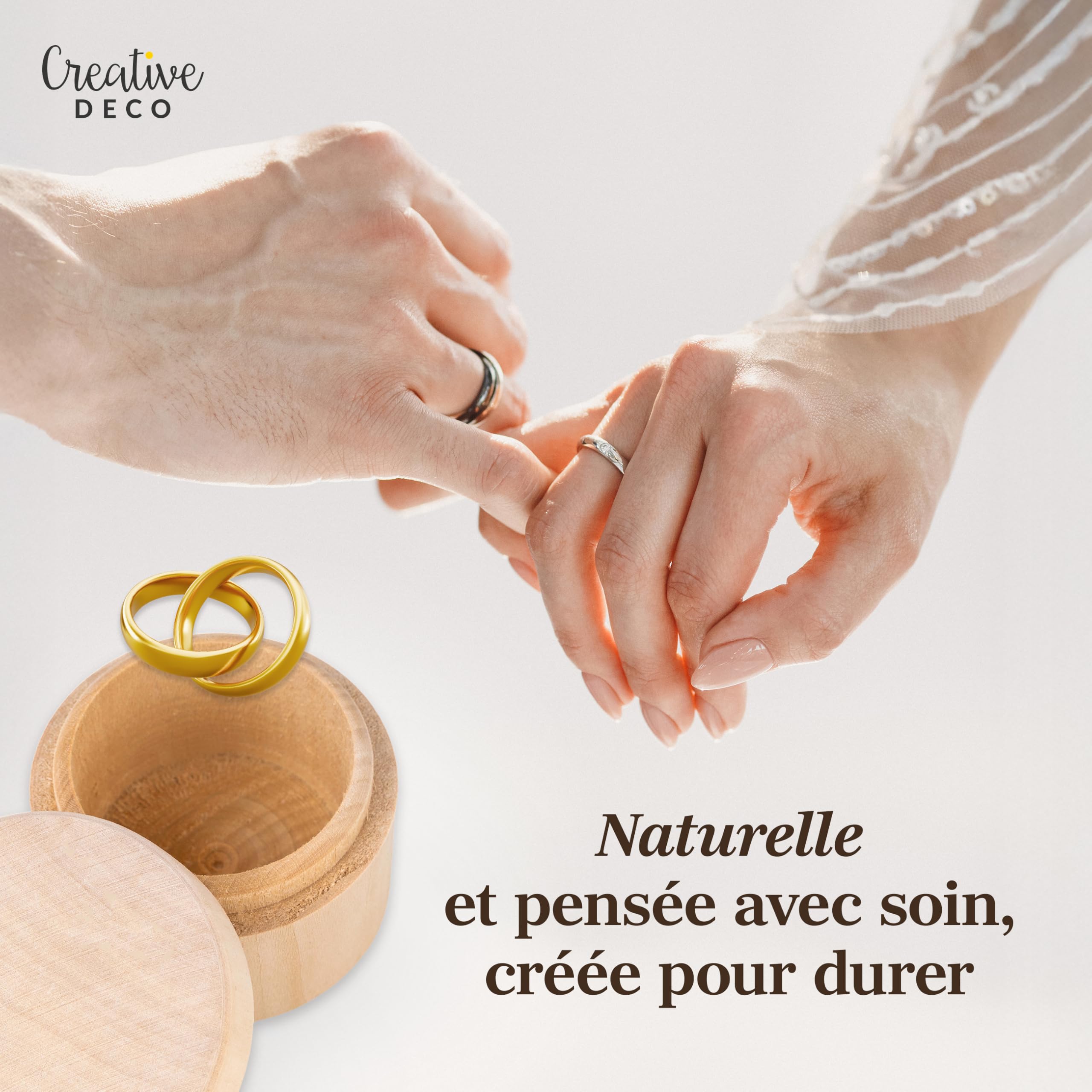 Creative Deco Boîte Bois Mariage Personnalisée 5,5 cm
