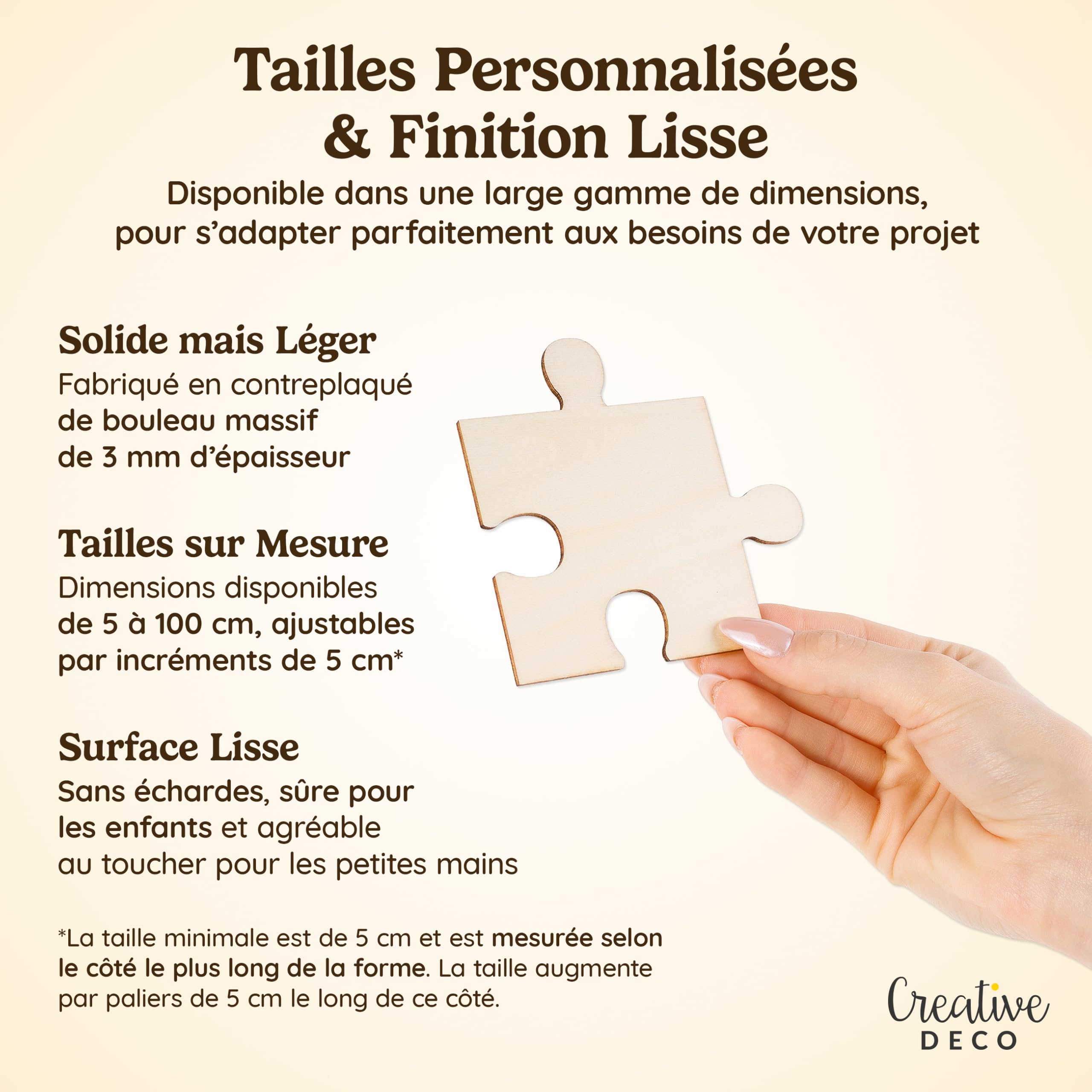 Creative Deco Puzzle 3 forme bois à peindre 3 mm