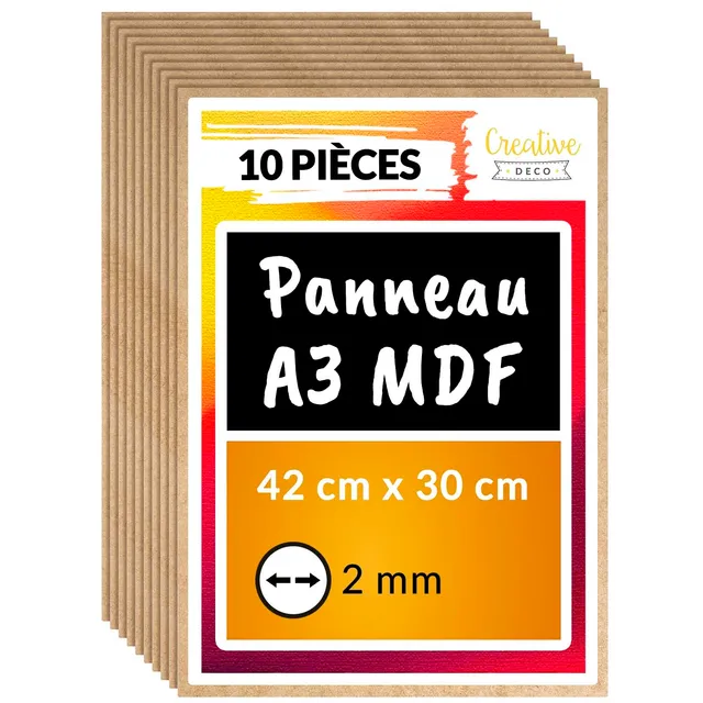 Creative Deco MDF panneau A3 420x300x2mm lot de 10
