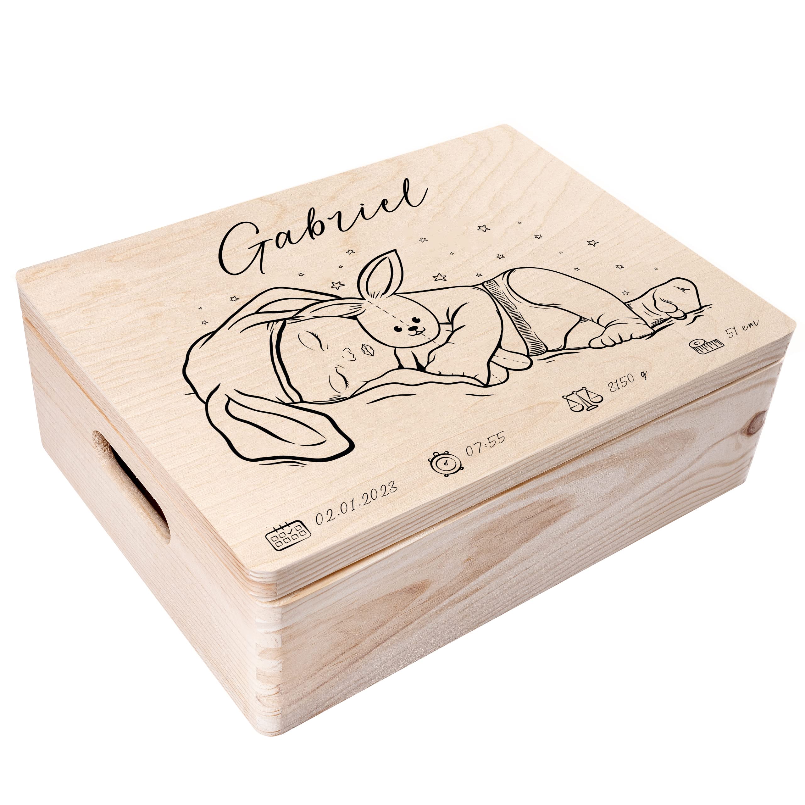 Creative Deco Boîte à Souvenirs Bébé Fille 30x20x14 cm bois