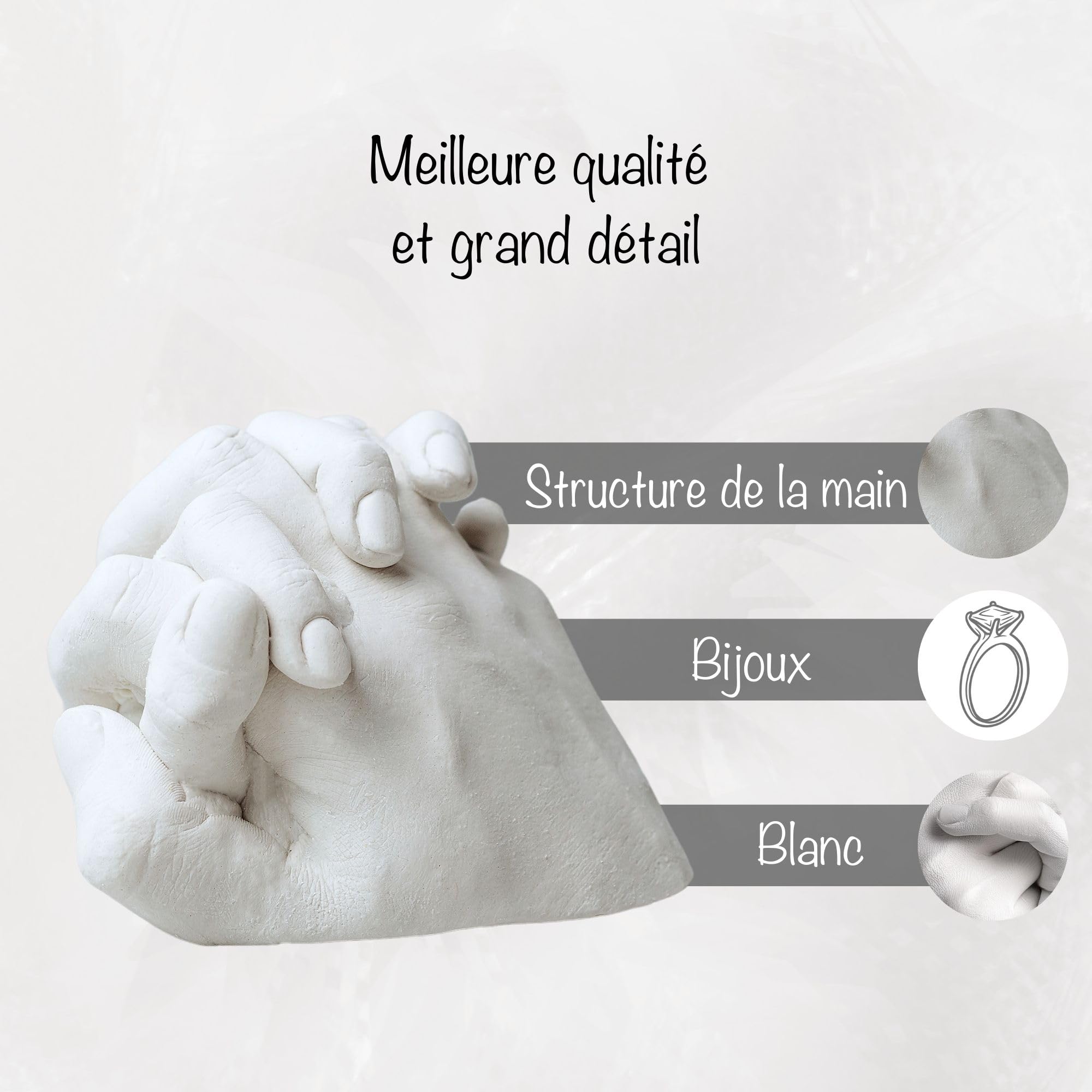 Creative Deco kit moulage main 3D plâtre empreinte couple