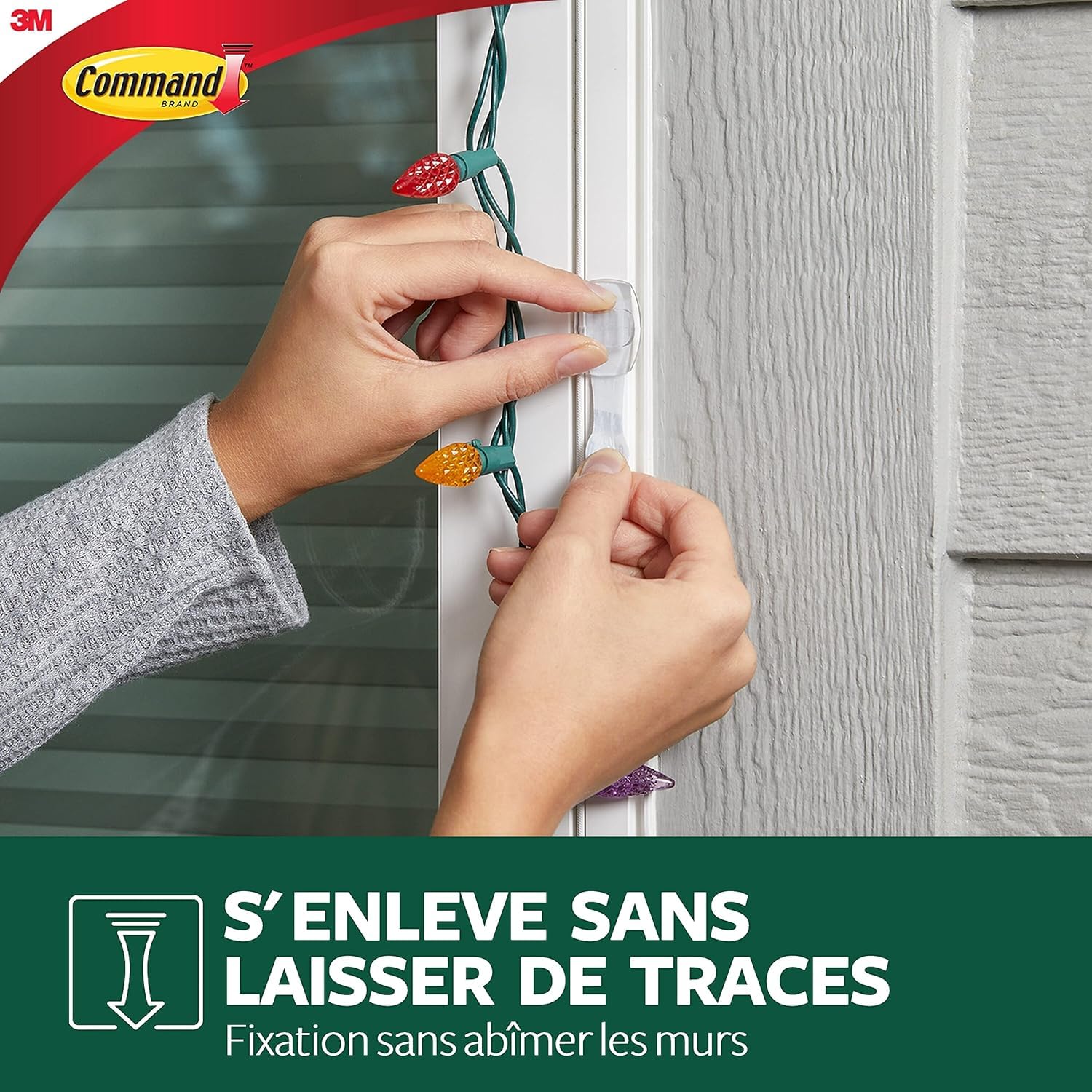 Command Extérieur clips déco transparents 8 crochets étanches