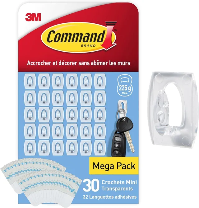 Command Crochets Transparents mini x30 +32 languettes