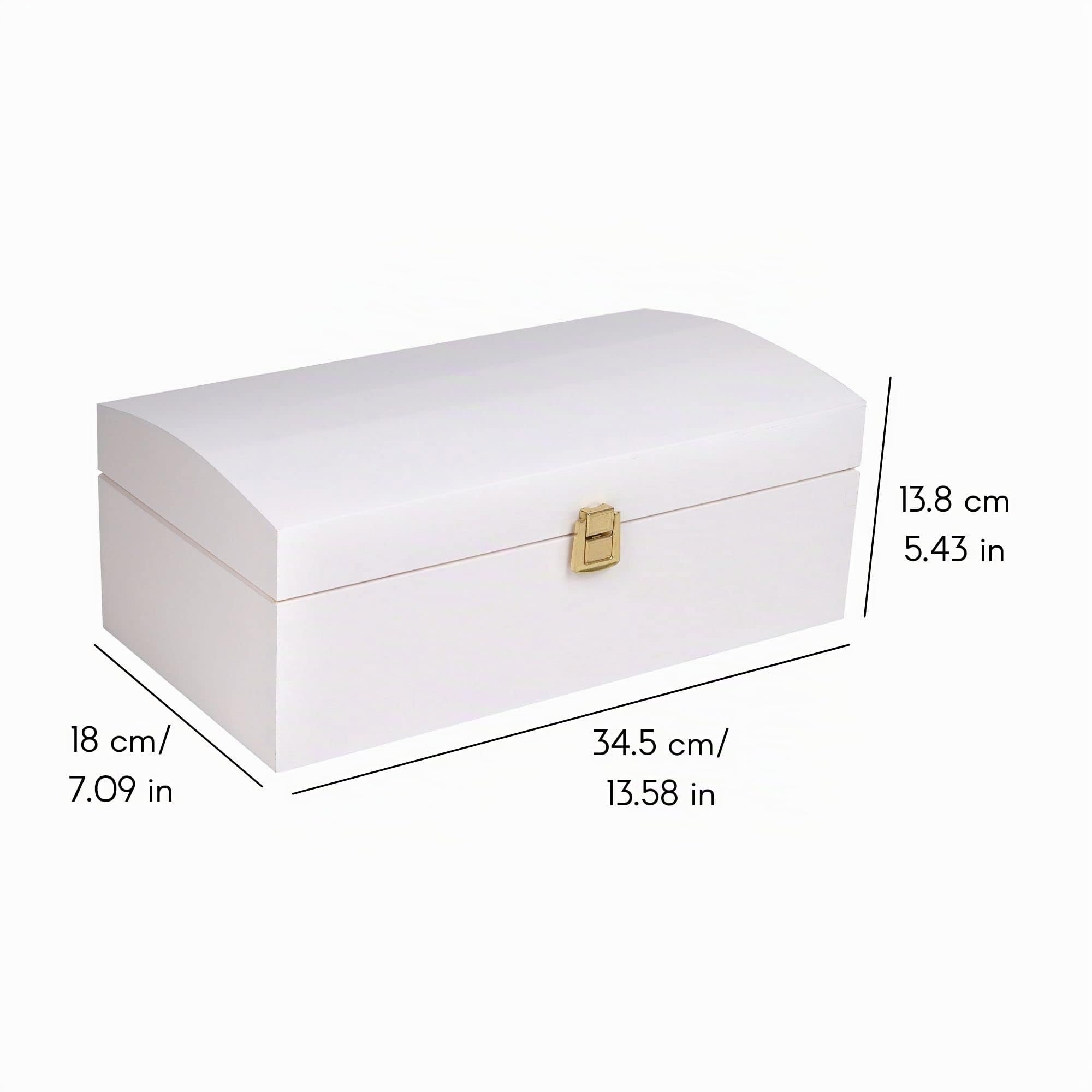 Creative Deco Coffre bois blanc 34,5 cm couvercle bombé à décorer