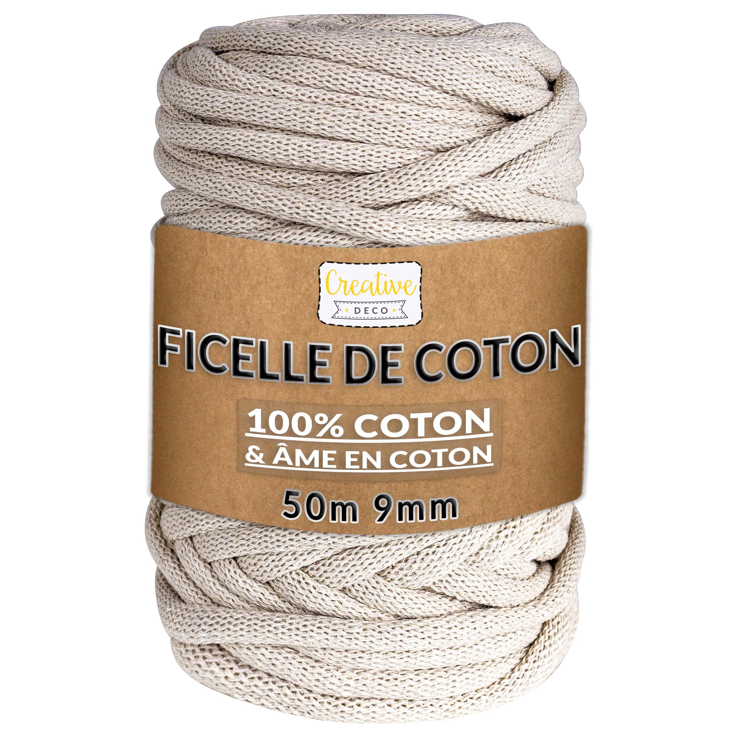 Creative Deco Corde Macramé Coton Beige 9mm 50m
