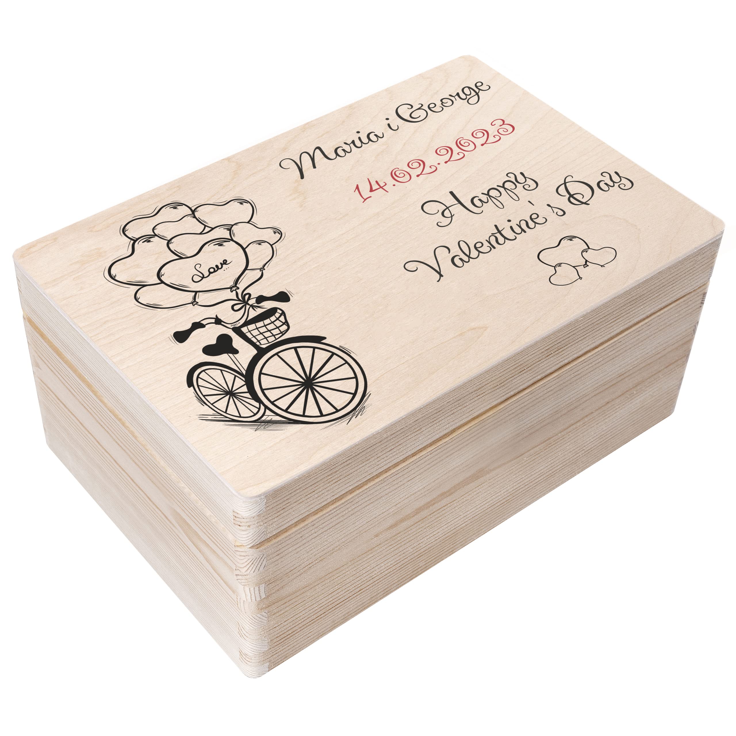 Creative Deco Boîte Bois Personnalisée vélo 30x20x14 cm