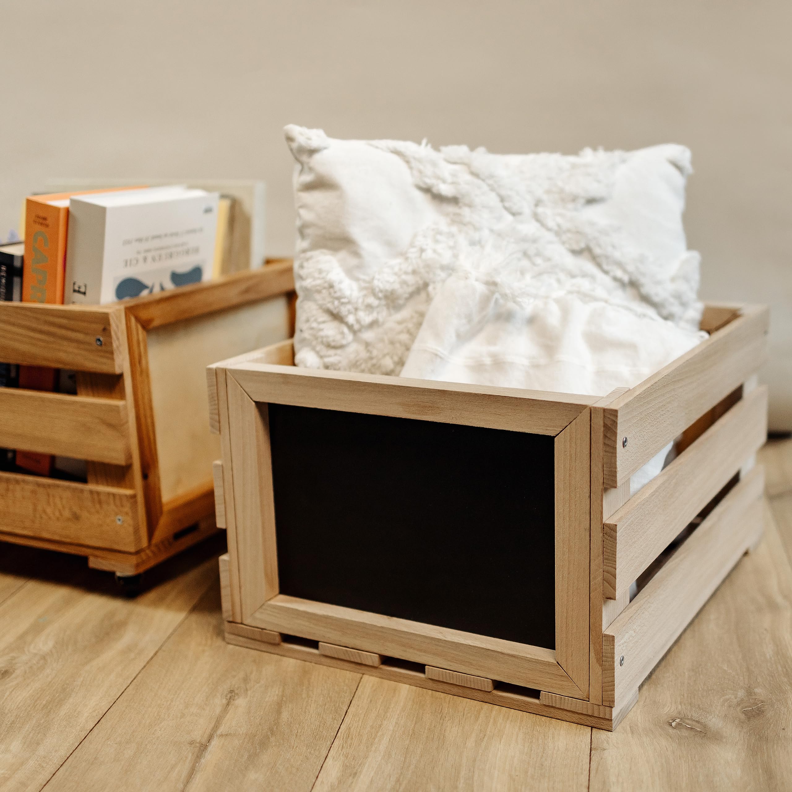 Creative Deco Caisse Bois Vinyles Hêtre Tableau 80 Disques