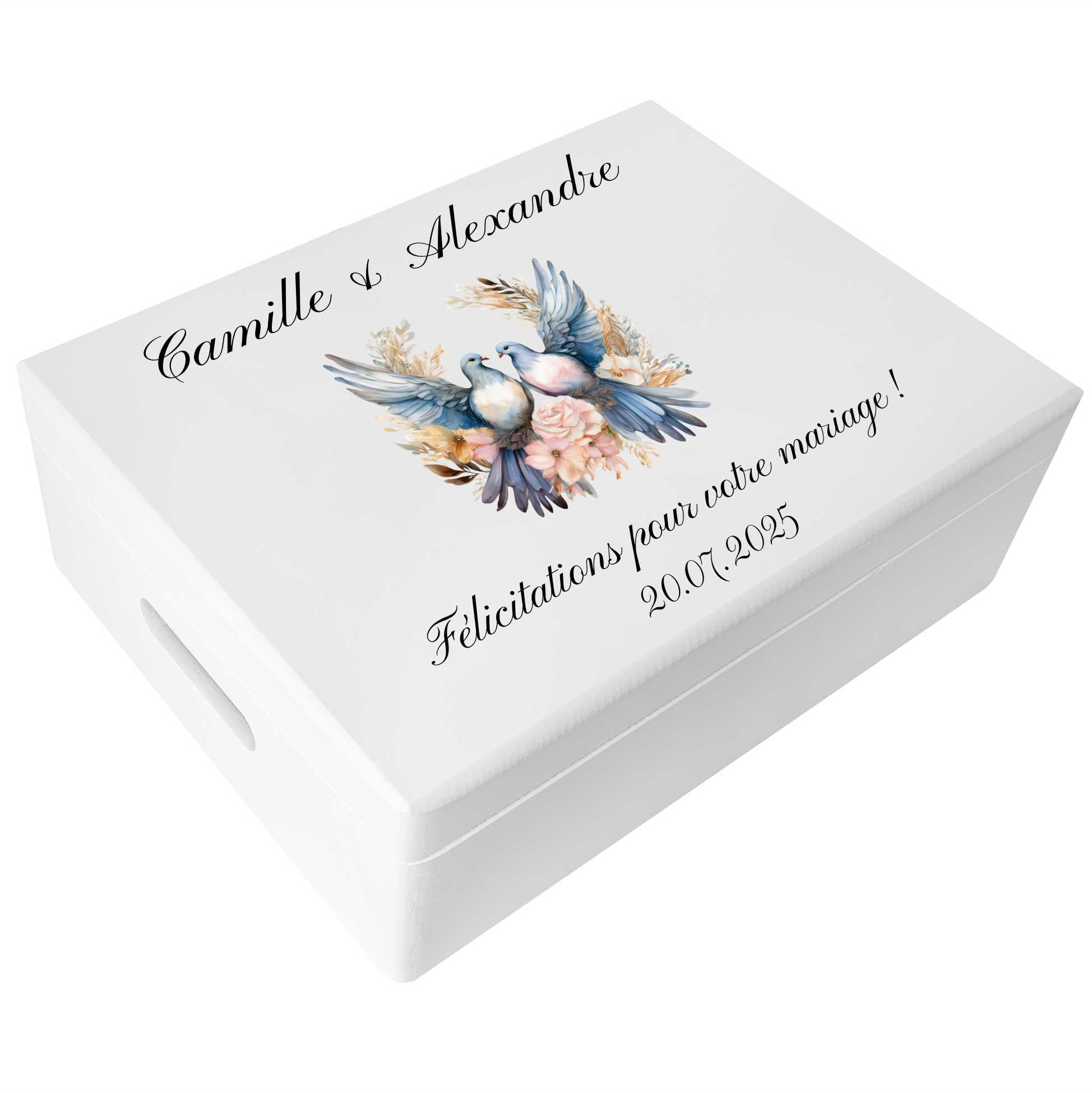 Creative Deco Boîte Bois Mariage Personnalisée Couple 30 cm