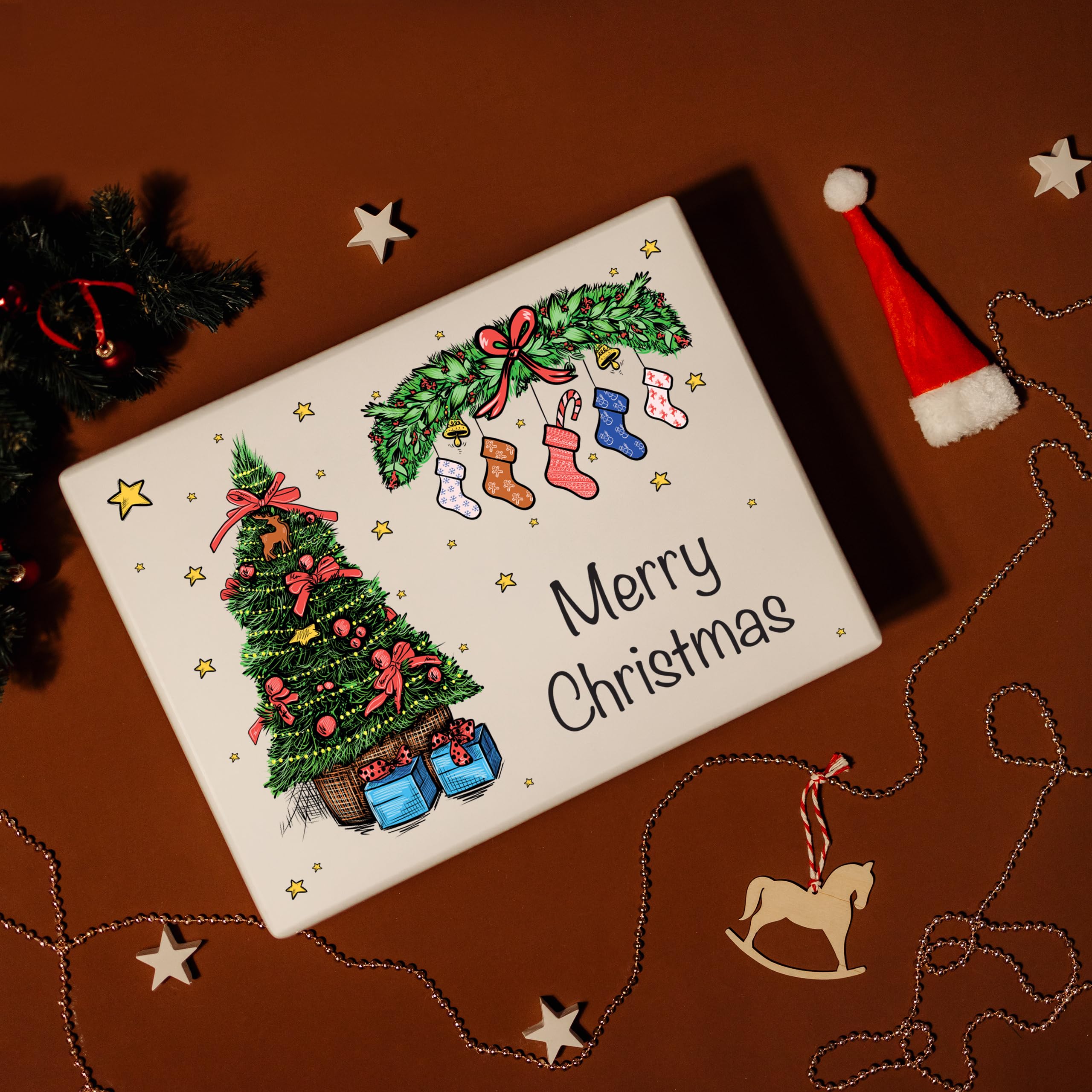 Creative Deco Boîte Noël bois Père Noël 40x30x14 cm