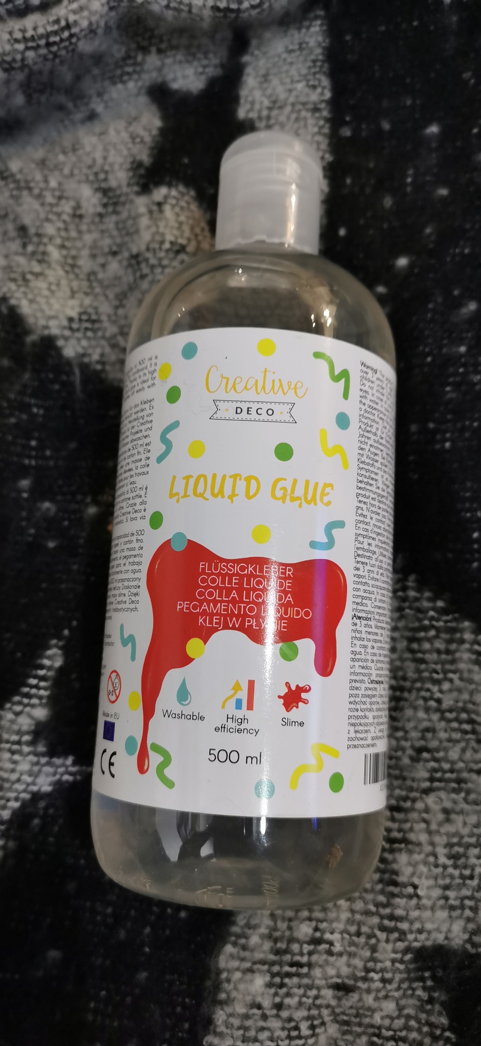 Creative Deco Colle Liquide Slime Transparente 250 ml Verre Tissu