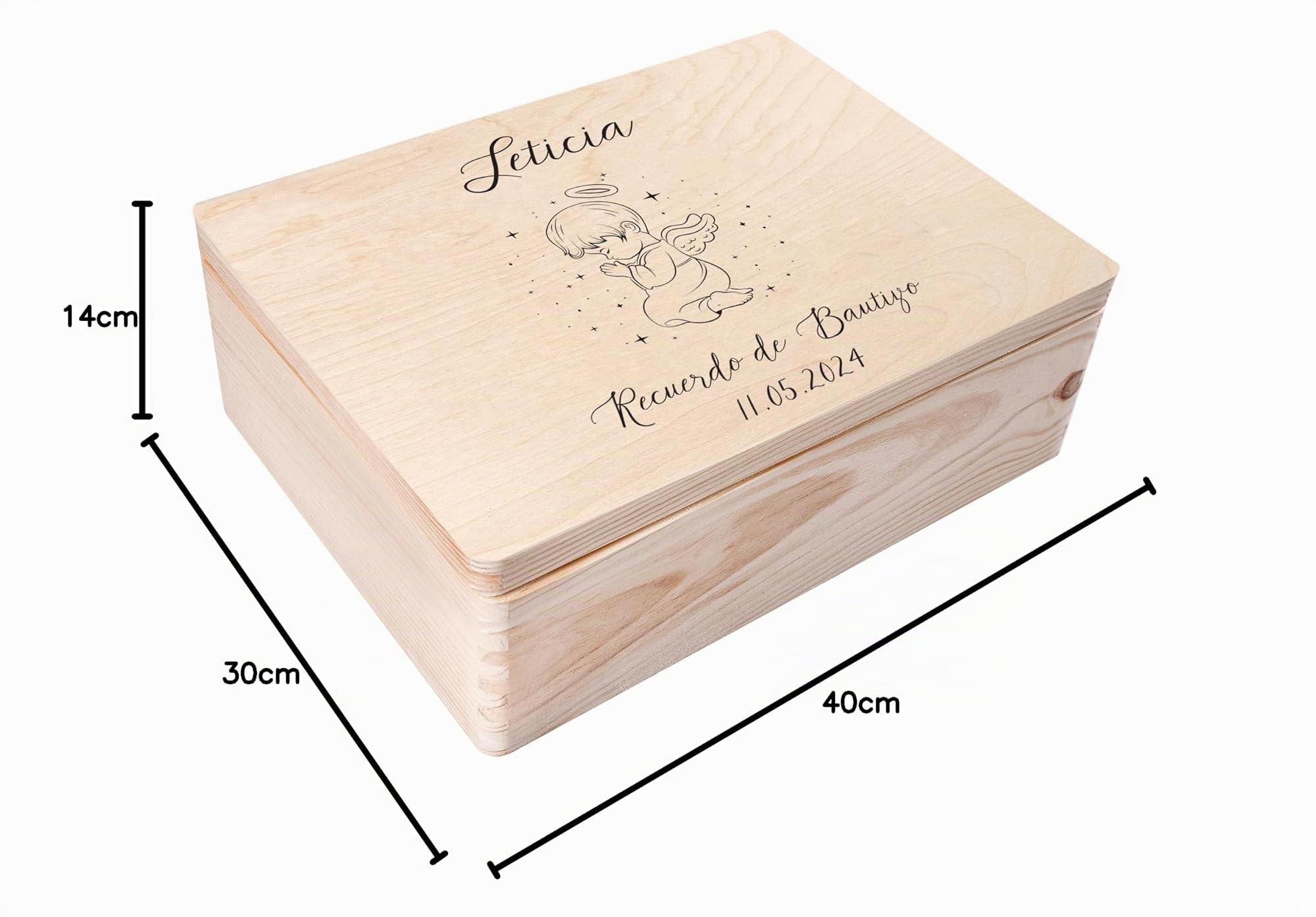 Creative Deco Boîte Baptême Bois Prière 40x30cm