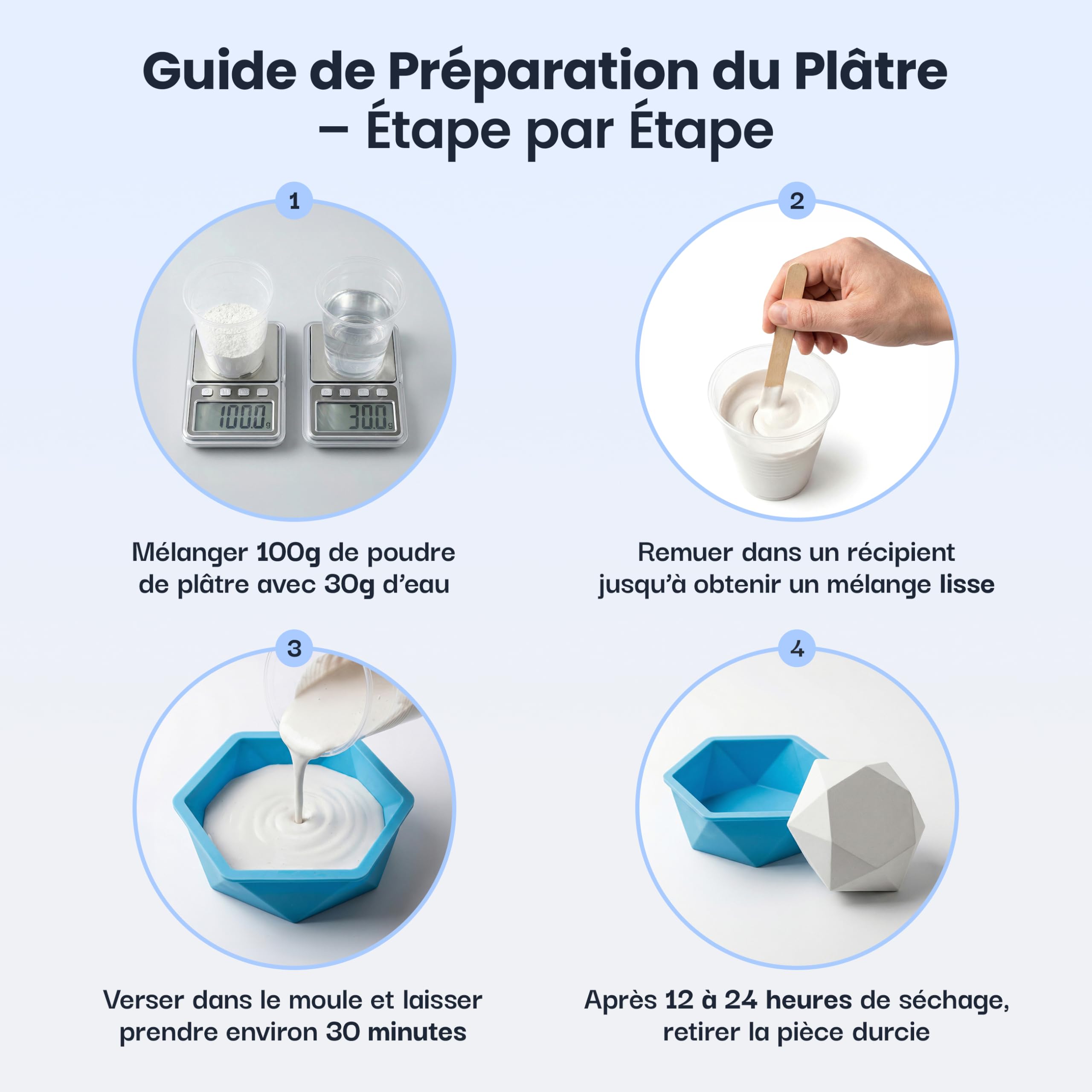 Creative Deco Modelling plâtre extra blanc 1 kg résistant