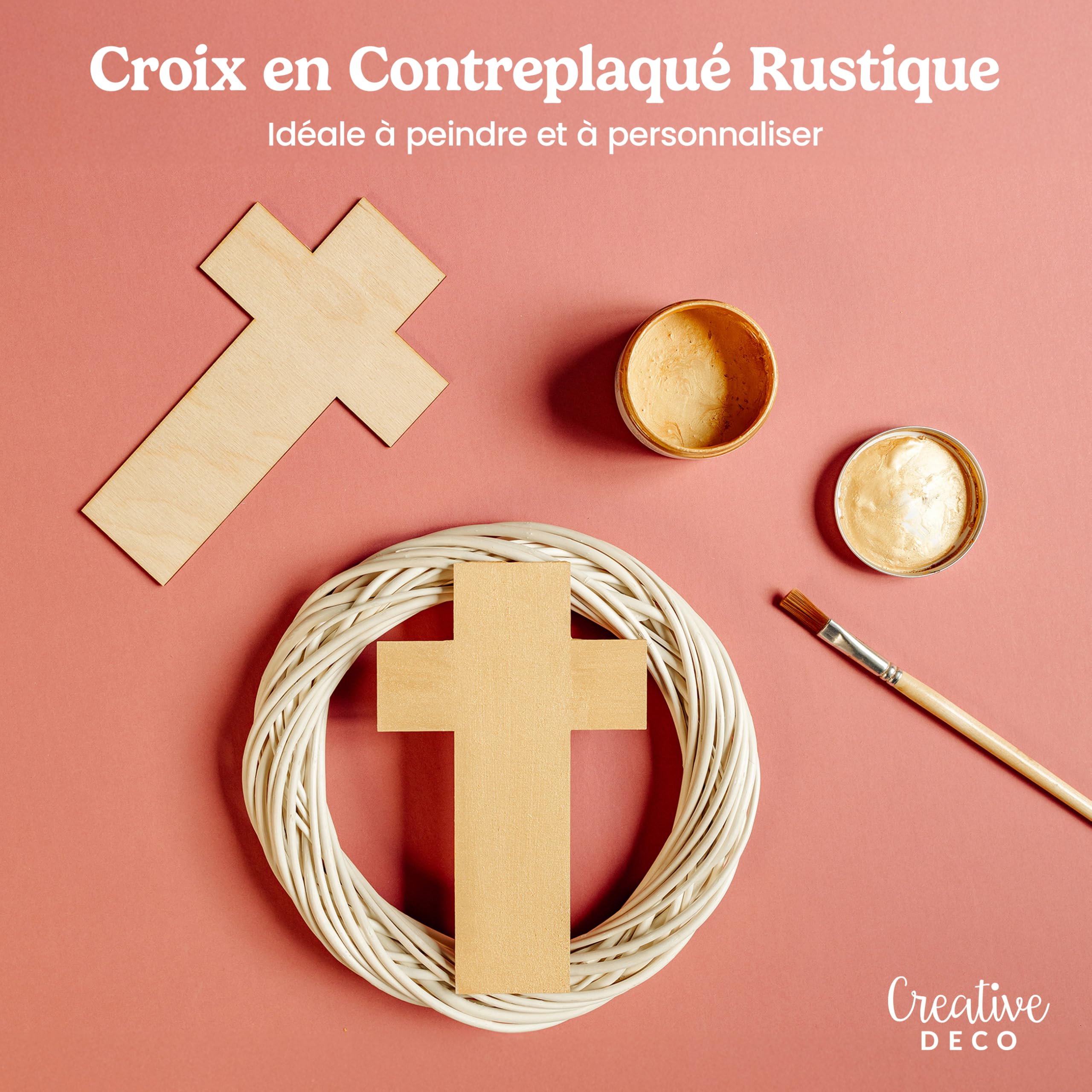 Creative Deco Croix épaisse 20x12,5 cm forme bois lot 10