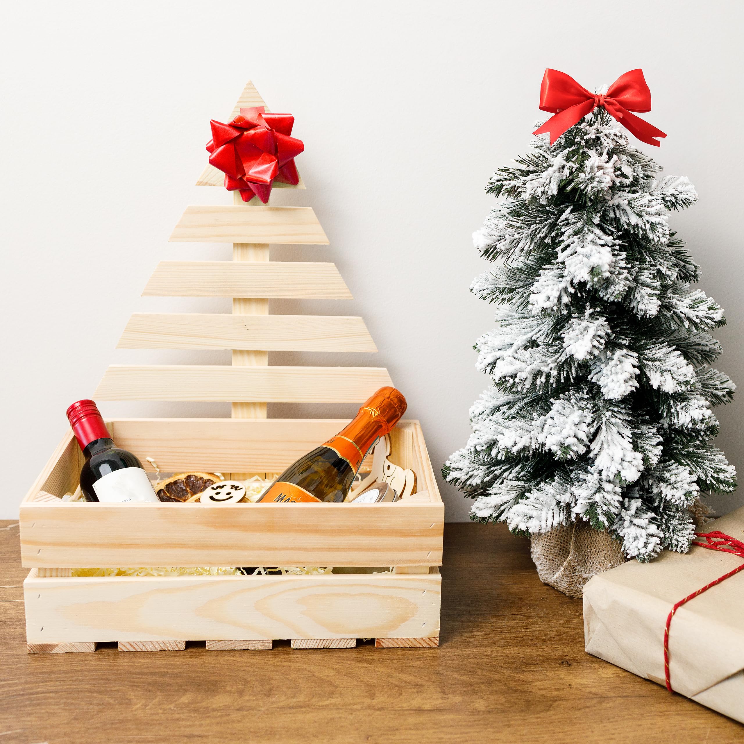 Creative Deco coffret bois sapin Noël 30x20 cm naturel